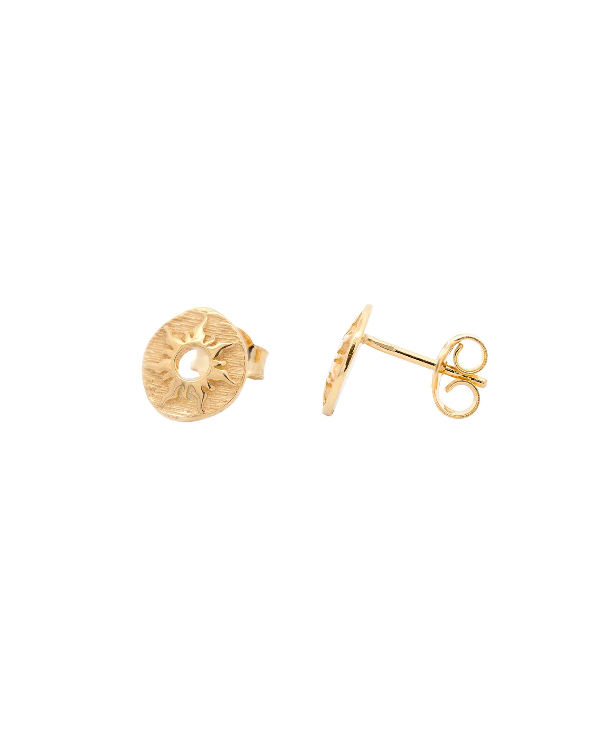 Pendientes de botón etruscos mountain de plata dorada - Eguzkilore - Dorado Dorado-1
