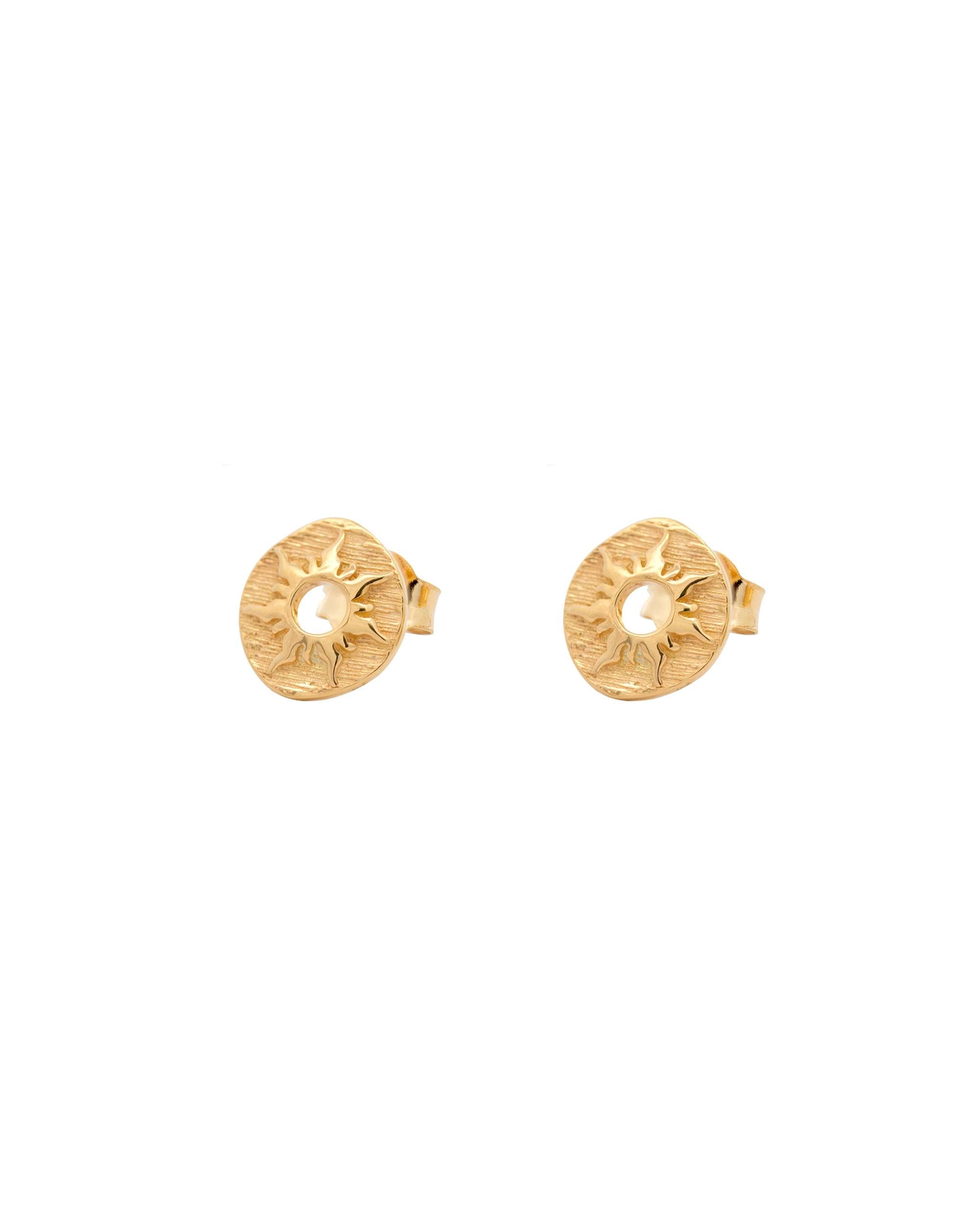 Pendientes de botón etruscos mountain de plata dorada - Eguzkilore - Dorado Dorado-2