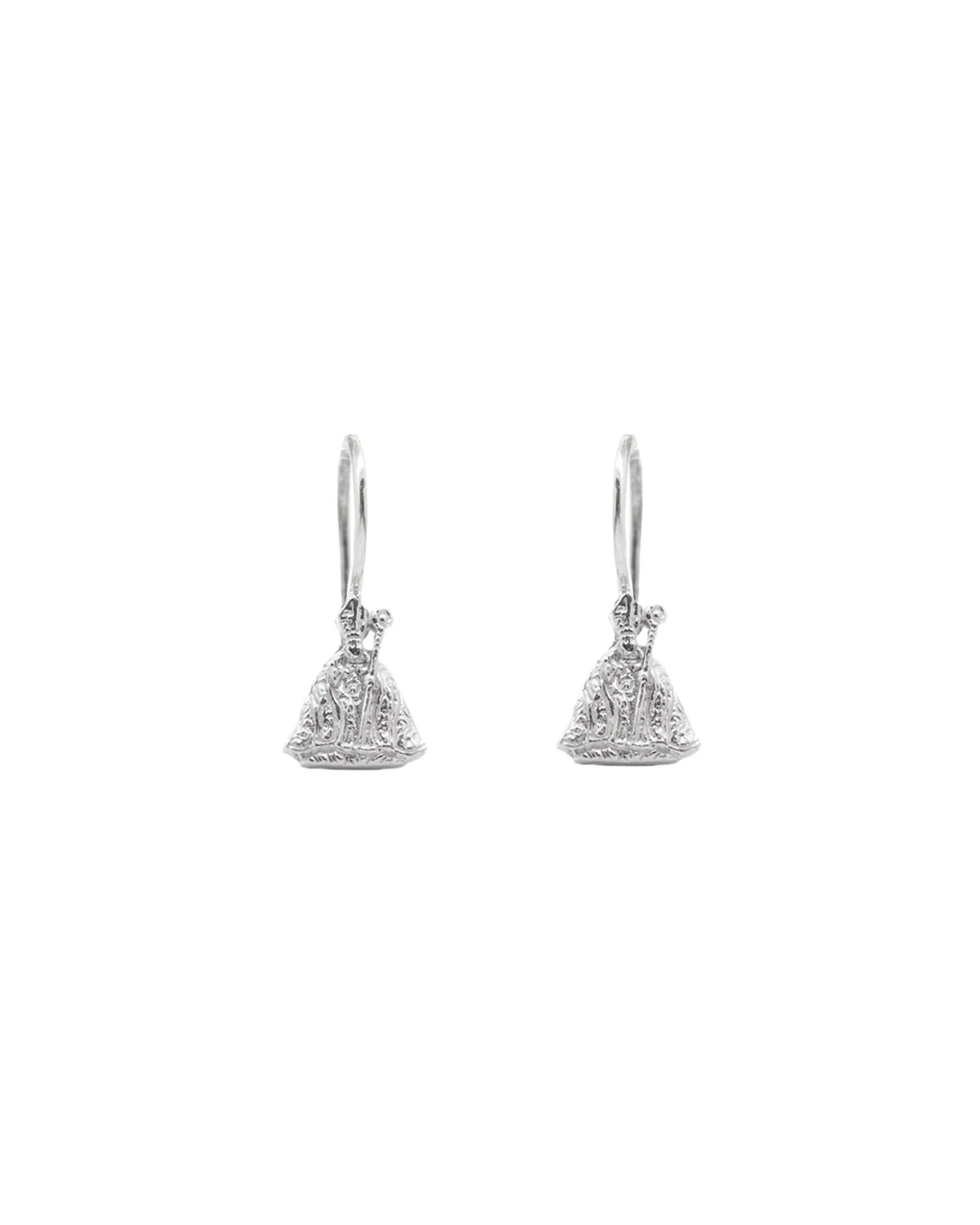 Pendientes largos san fermín de plata con cierre gancho - Eguzkilore - Plateado Plateado-1