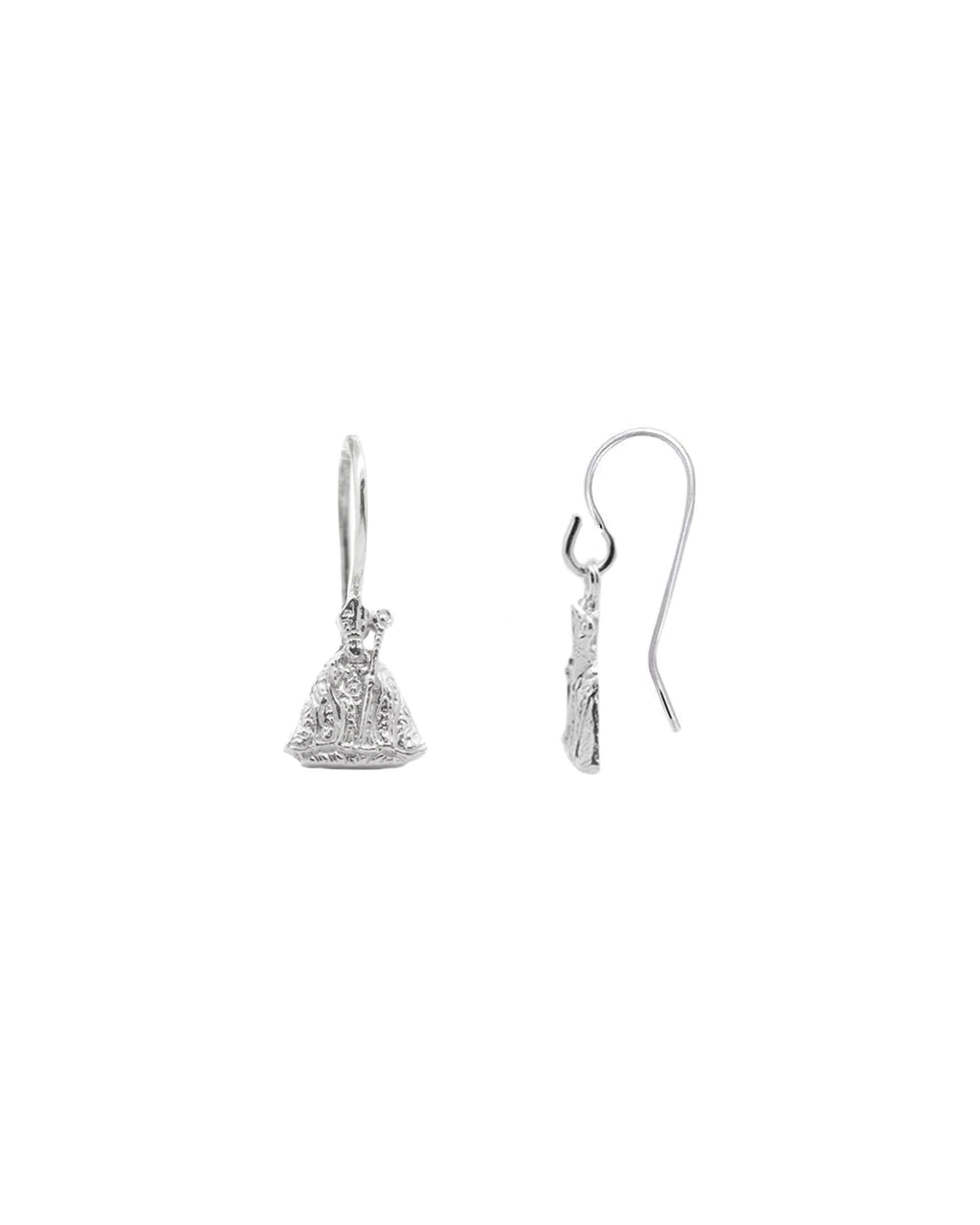 Pendientes largos san fermín de plata con cierre gancho - Eguzkilore - Plateado Plateado-2