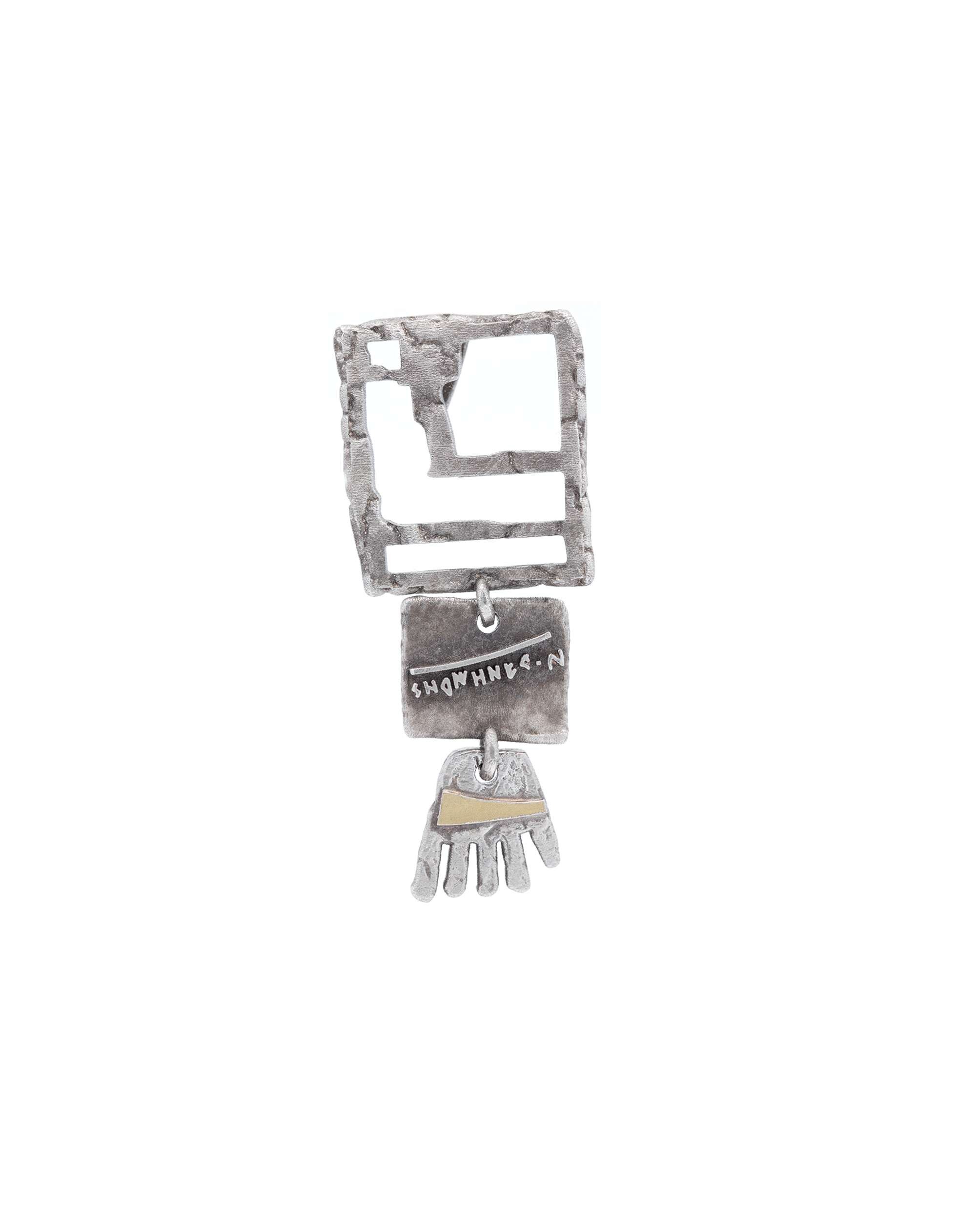 Colgante irulegi largo de plata y lámina de oro - Eguzkilore - Plateado Plateado-1