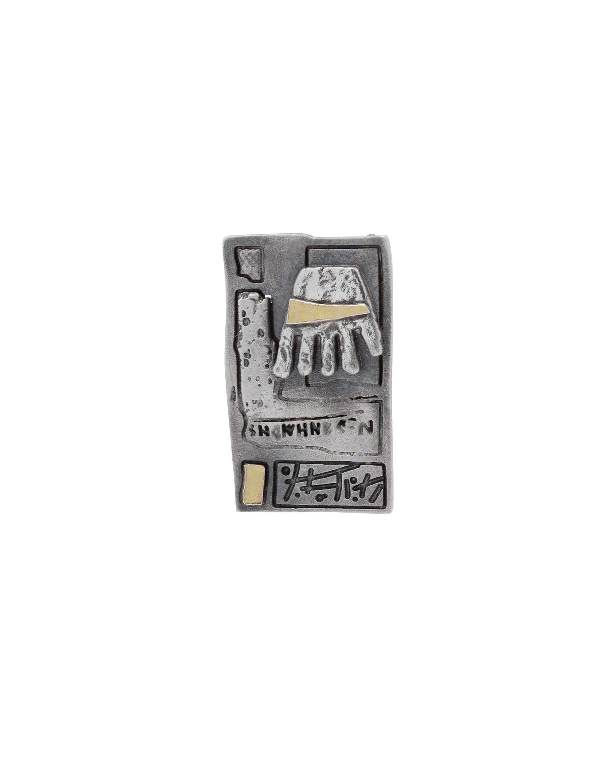 Imagen 0 de Colgante irulegi rectangular de plata y lámina de oro Plateado