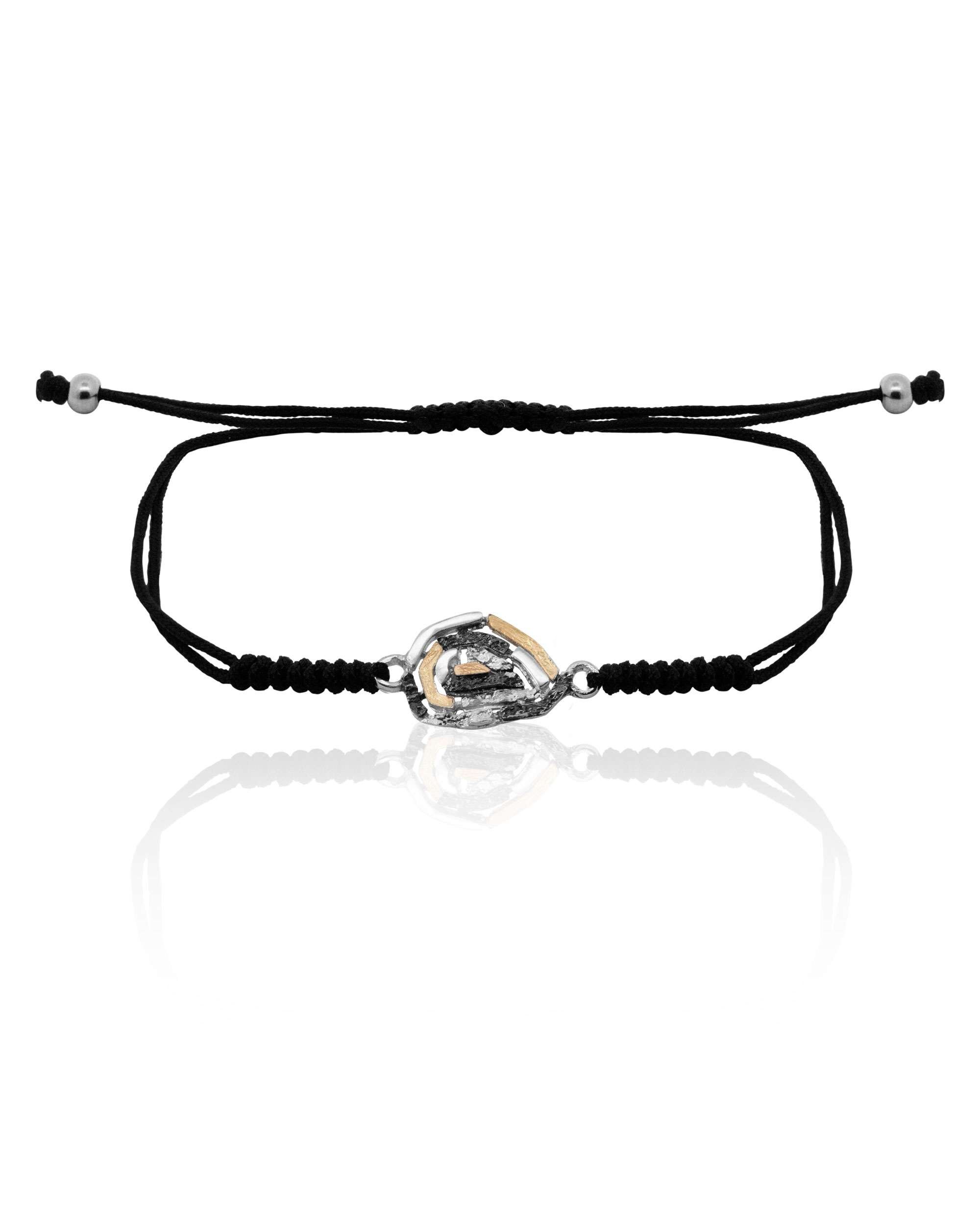 Pulsera de cordón almendra silueta de plata con lámina de oro - Eguzkilore - Plateado Plateado-1