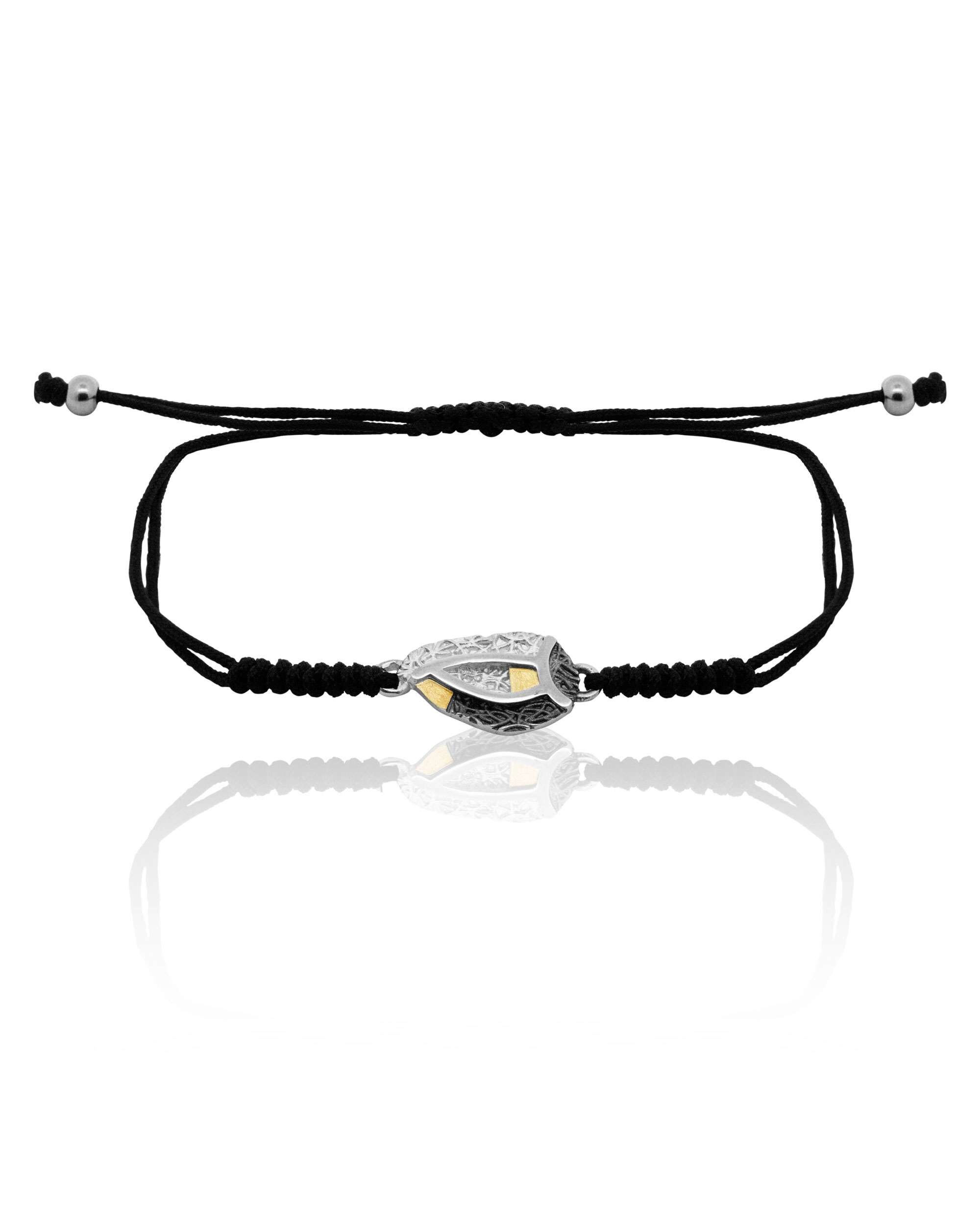 Pulsera de hilo almendra de plata y lámina de oro - Eguzkilore - Plateado Plateado-1