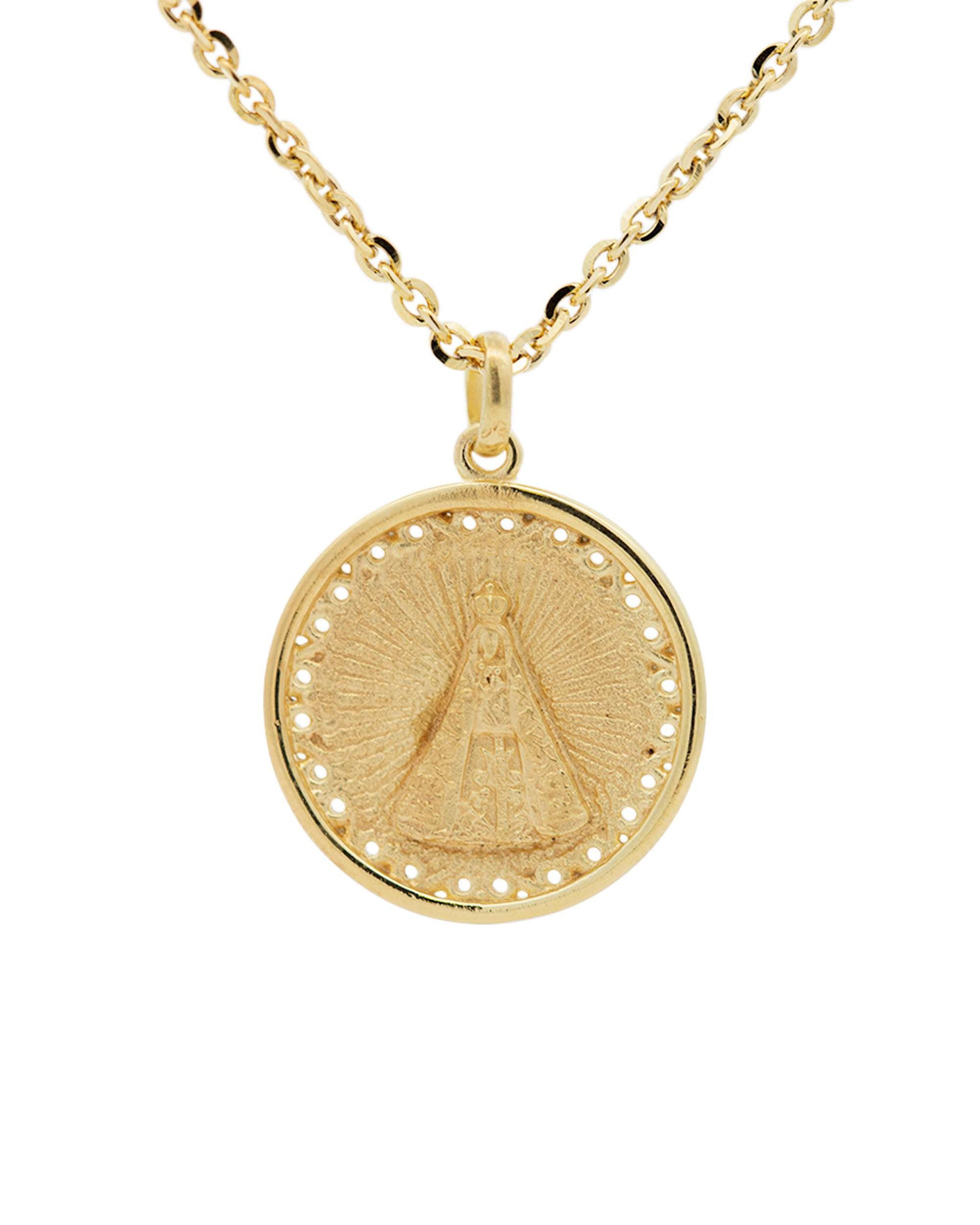 Colgante medalla virgen de begoña de plata dorada - Eguzkilore - Dorado Dorado-2