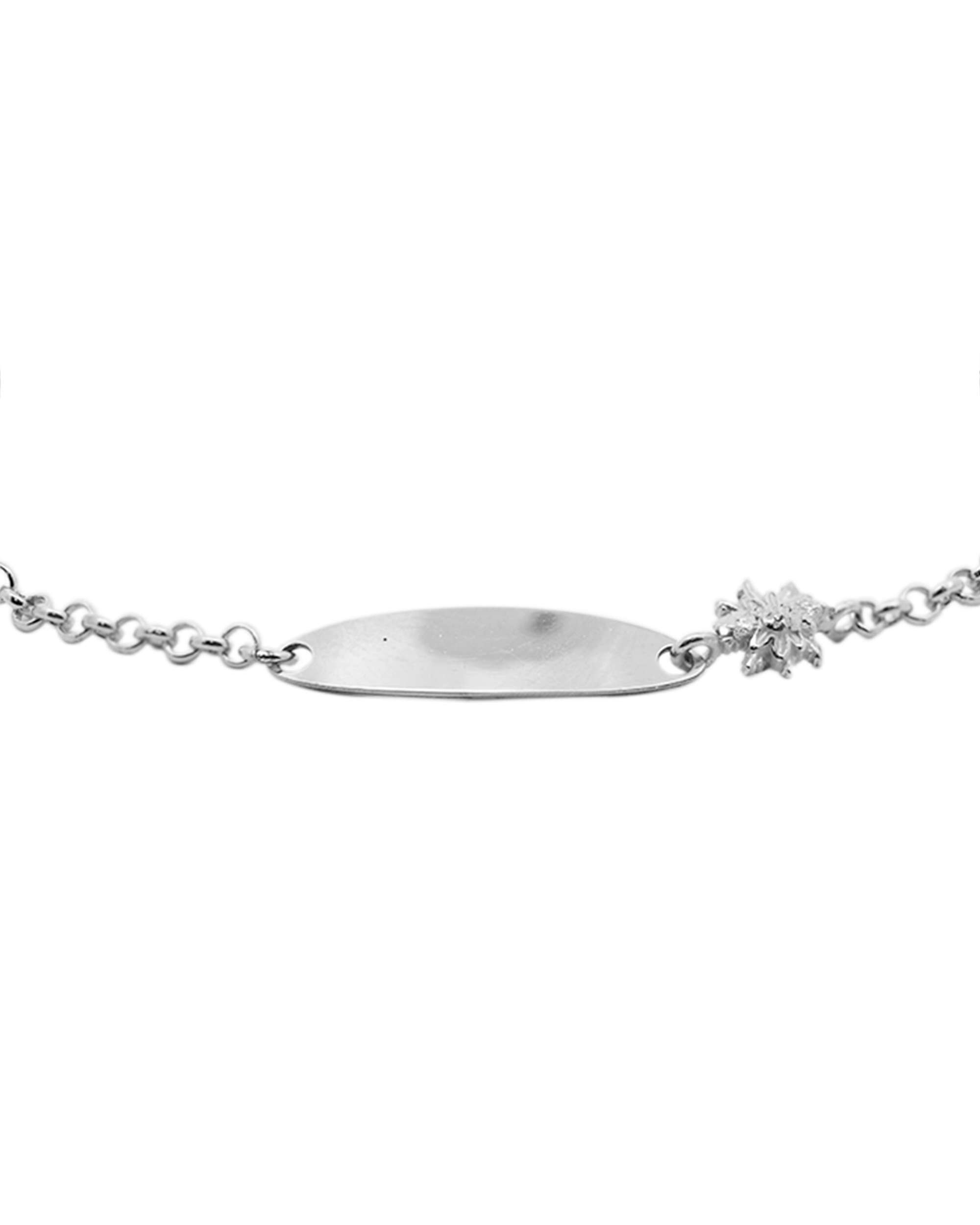 Pulsera de cadena identidad ovalada de plata con perla - Eguzkilore - Plateado Plateado-2