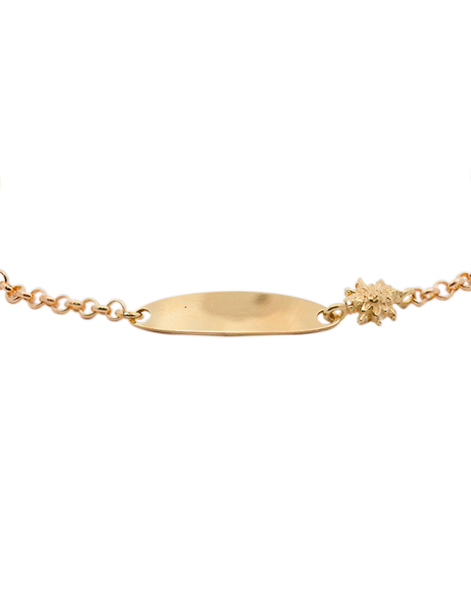 Pulsera de cadena identidad ovalada de plata dorada con perla - Eguzkilore - Dorado Dorado-2