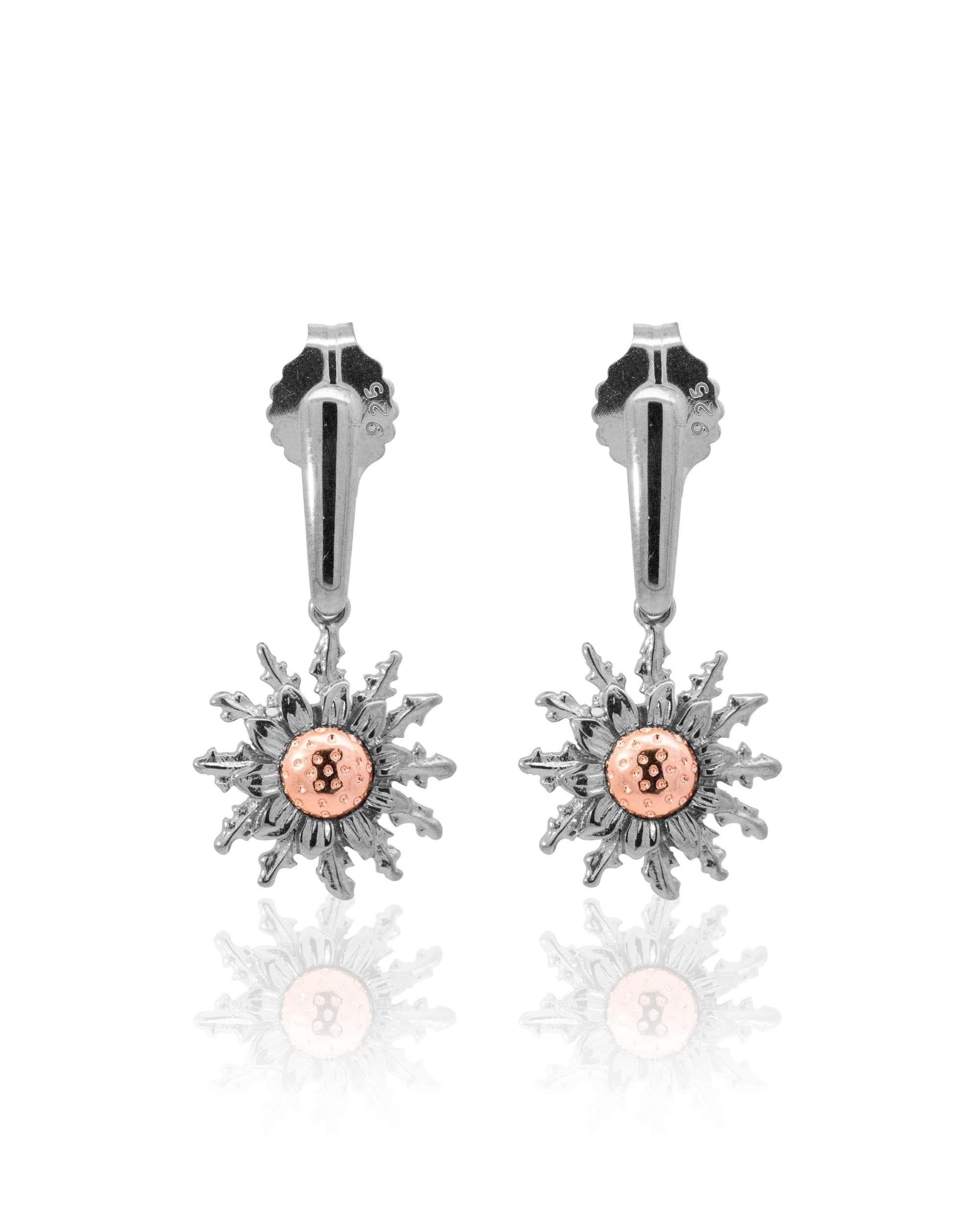 Pendientes largos eguzkilore de rutenio y rosa - Plata / Rosa Plata / Rosa-2