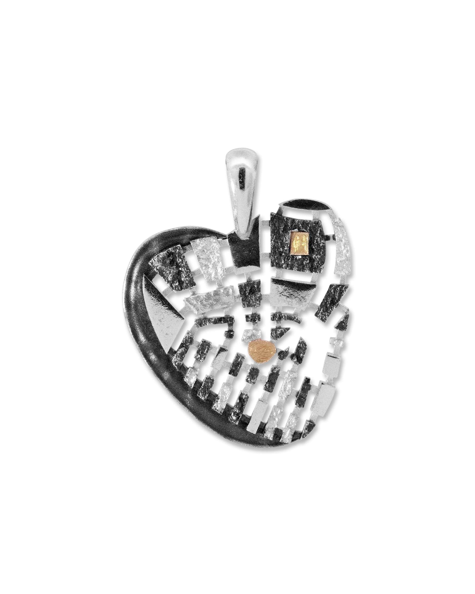 Colgante corazón de bilbao de plata y oro - Eguzkilore - Plateado Plateado-1