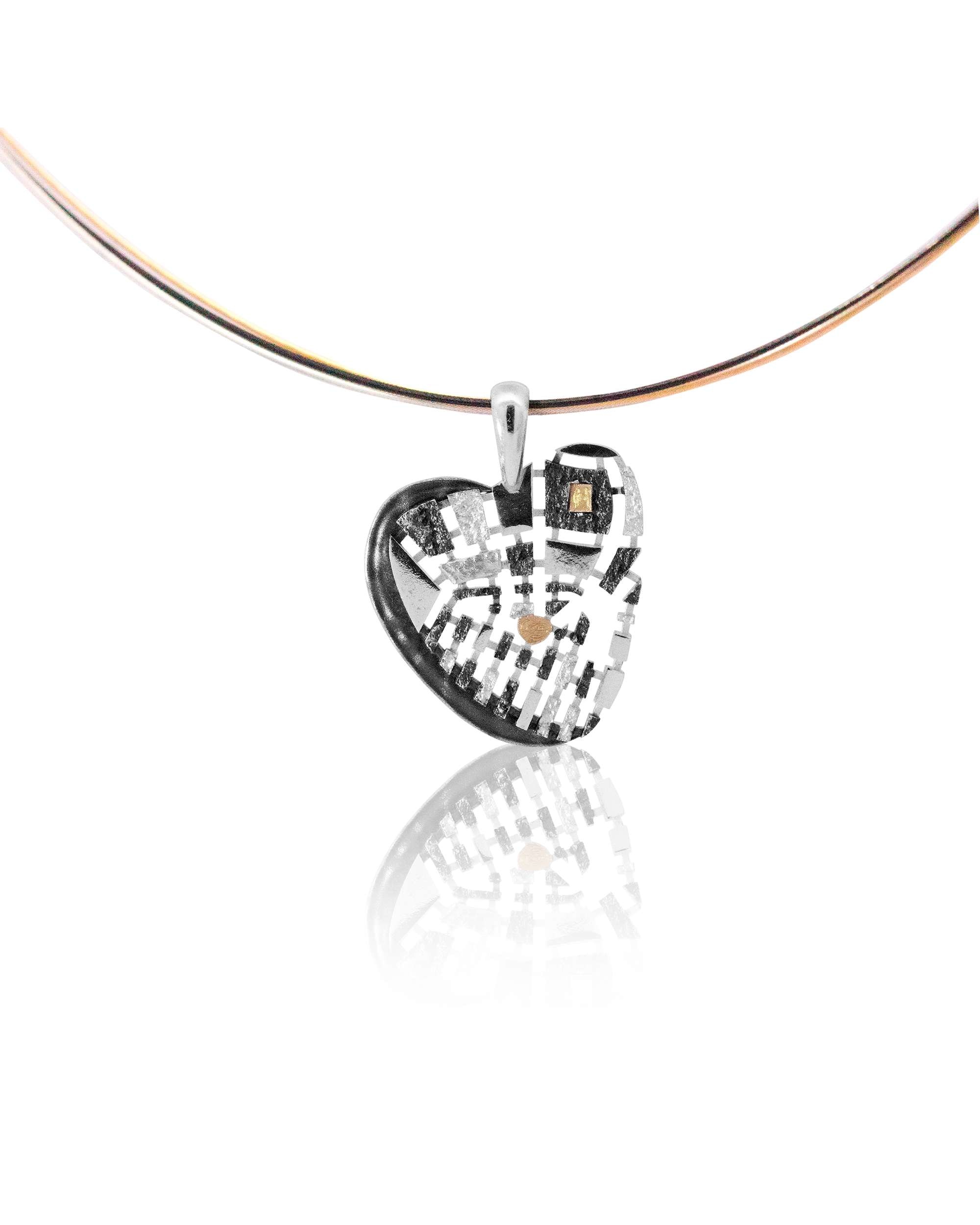 Colgante corazón de bilbao de plata y oro - Eguzkilore - Plateado Plateado-2