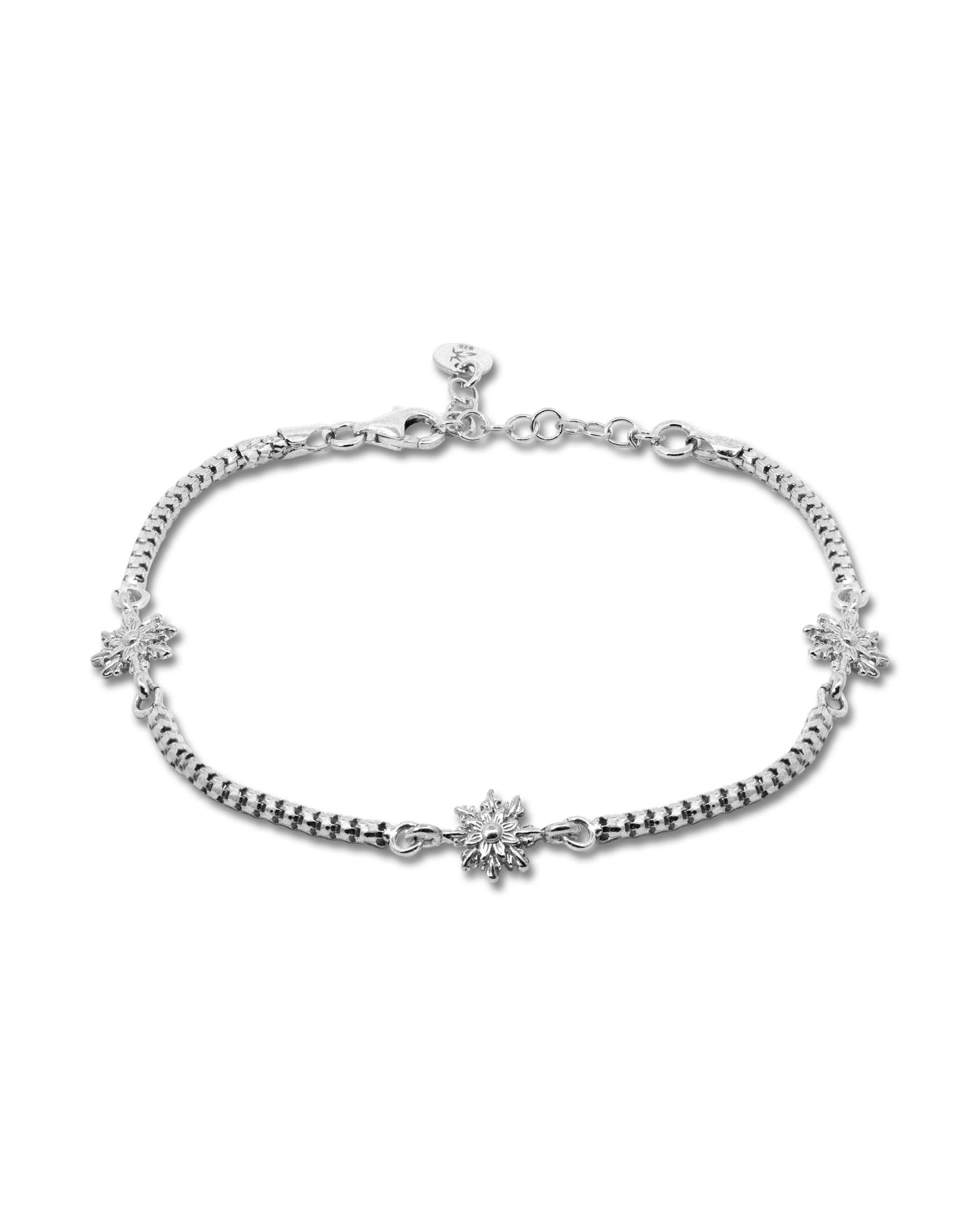Pulsera de cadena de plata con 3 eguzkilore y cadena semirígida - Plateado Plateado-1