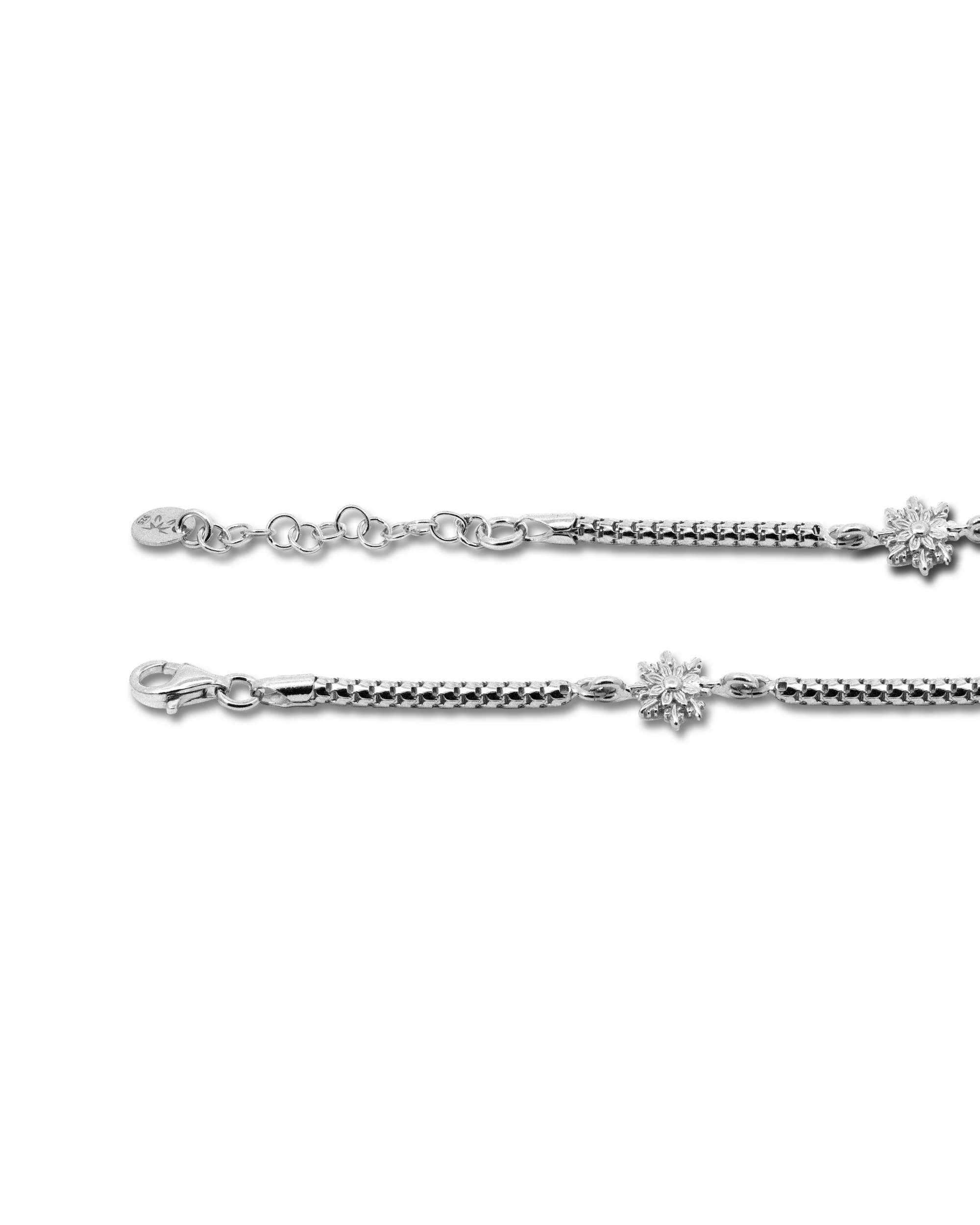 Pulsera de cadena de plata con 3 eguzkilore y cadena semirígida - Plateado Plateado-2