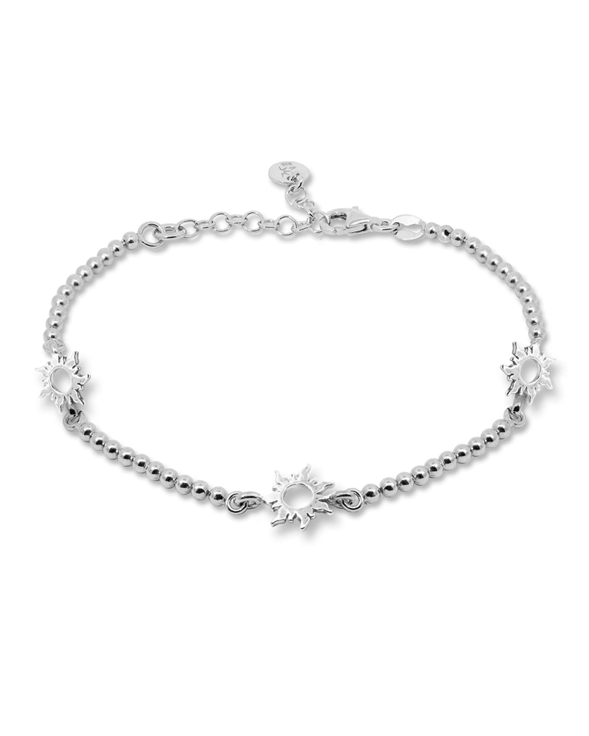 Pulsera de cadena mountain de plata con 3 eguzkilore y eslabones grafilados - Plateado Plateado-1