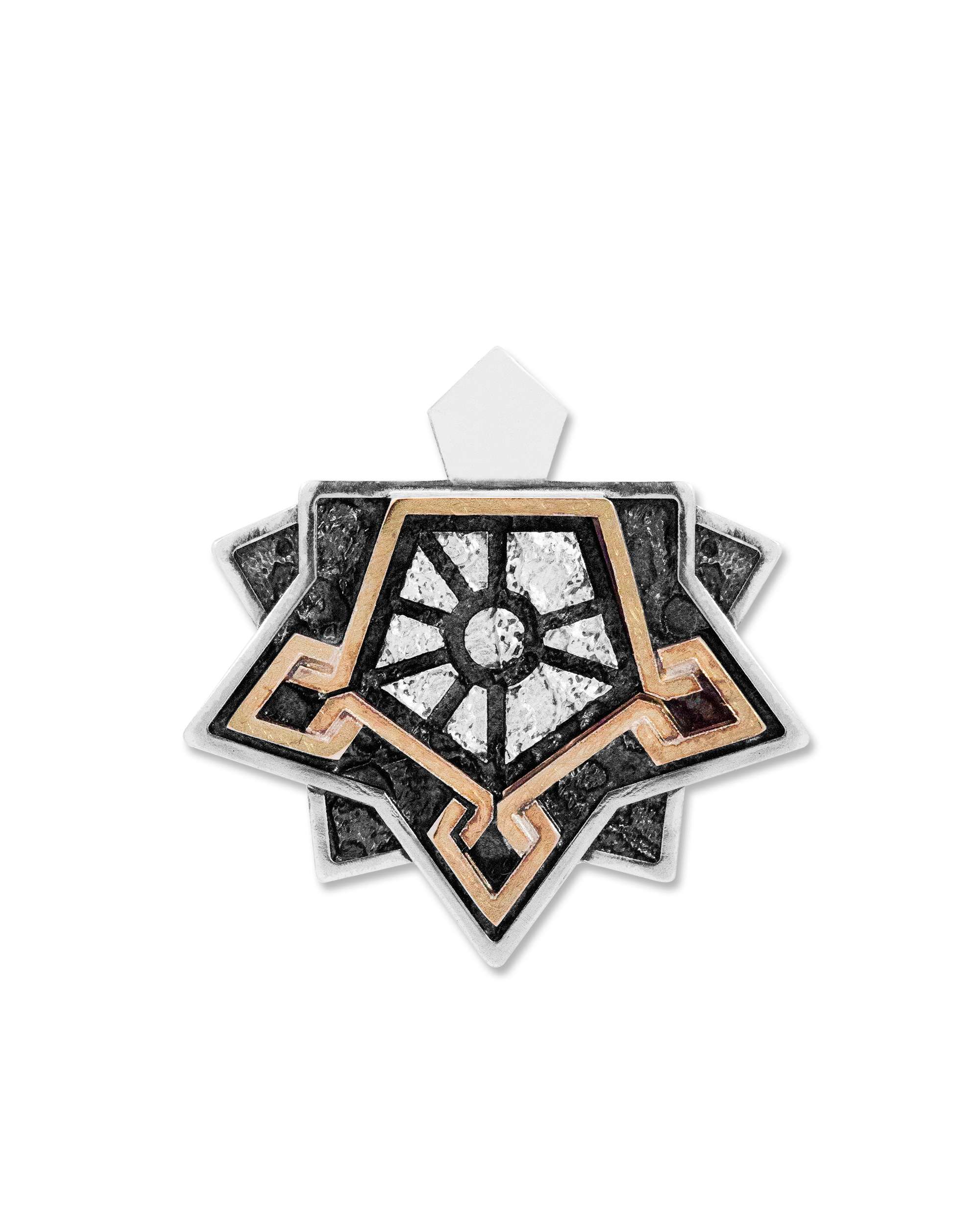 Colgante ciudadela de plata y lámina de oro - Eguzkilore - Plateado Plateado-1