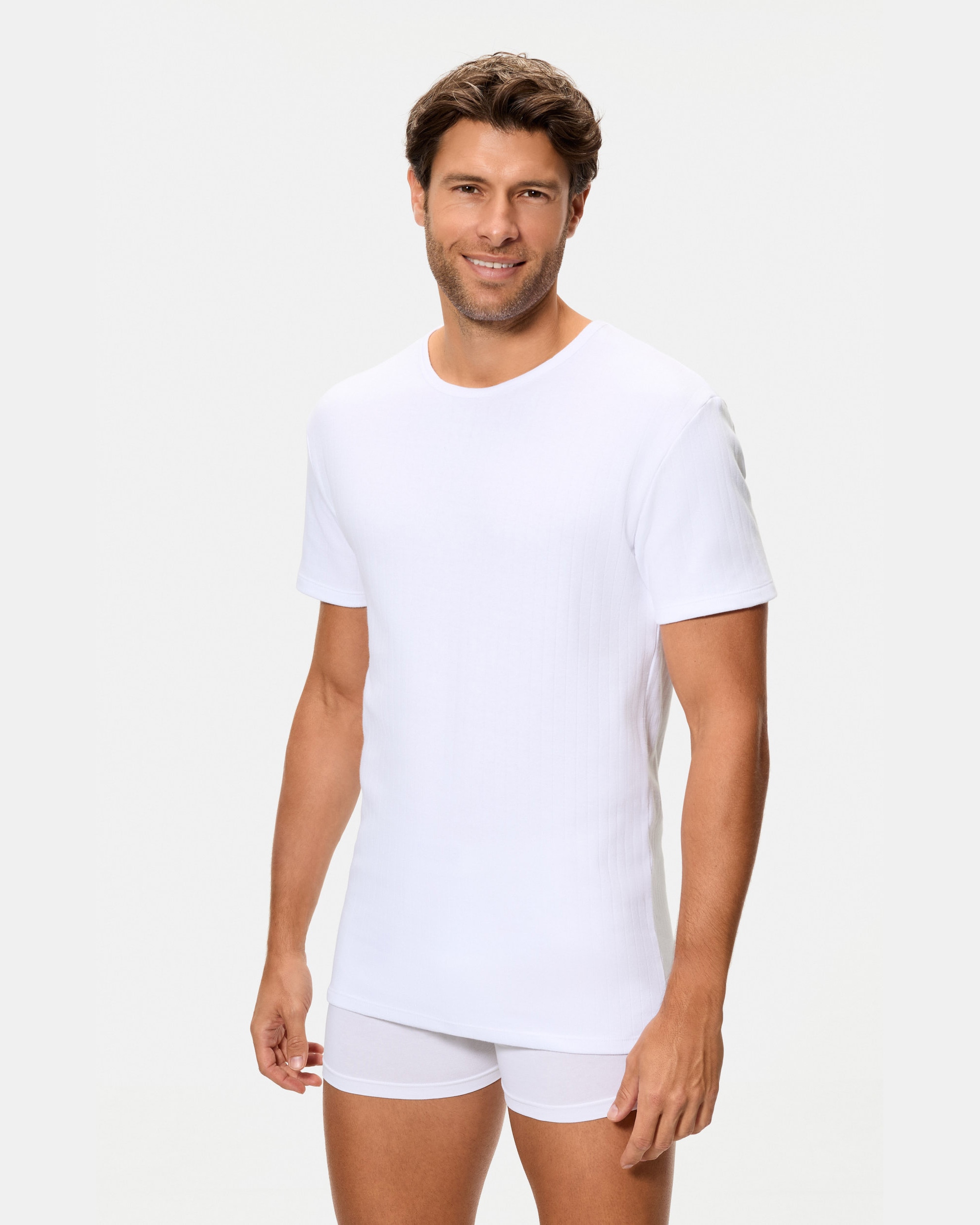 Pack de dos camisetas térmicas manga corta cuello redondo 100% algodón - Abanderado - Blanco Blanco-2