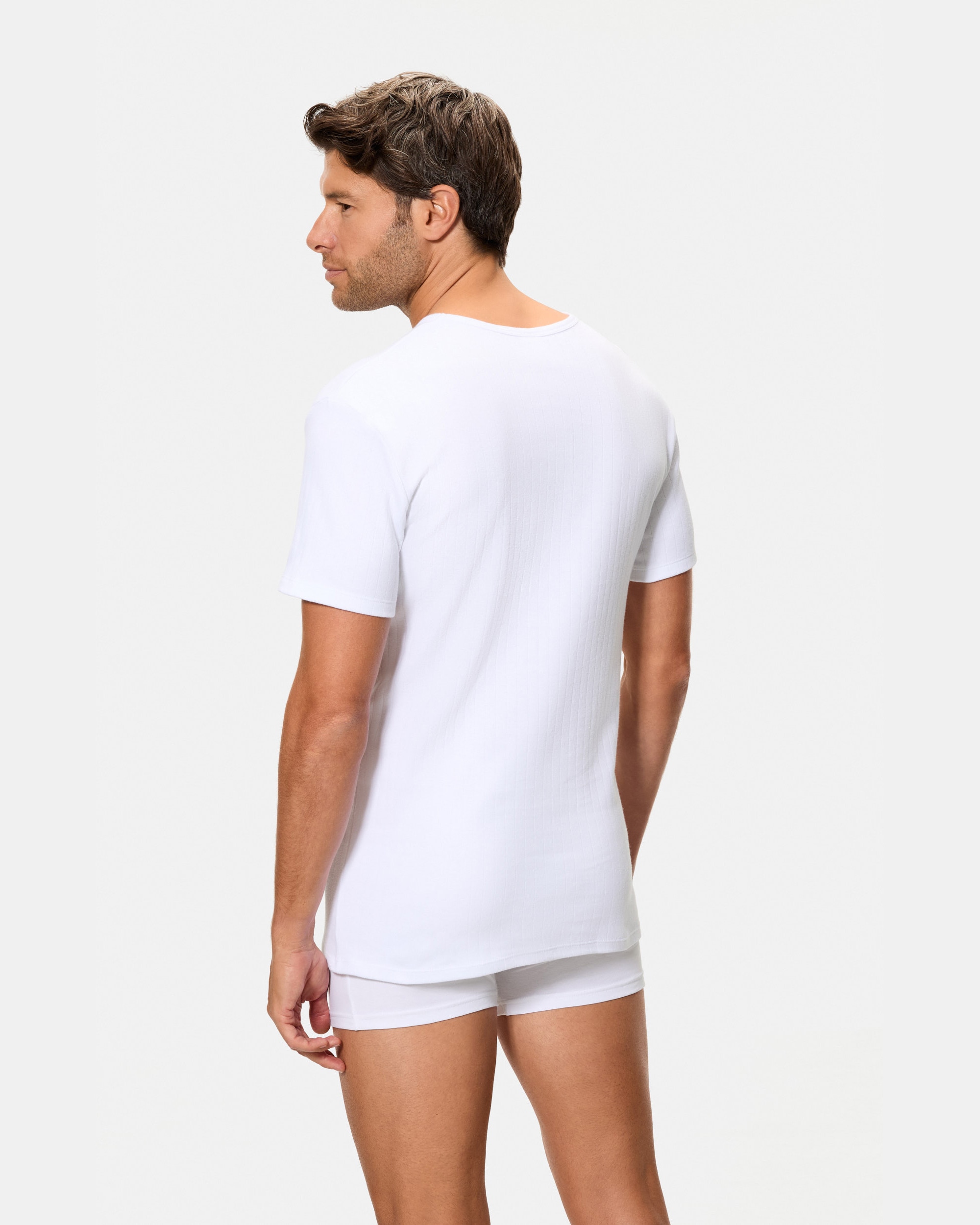 Pack de dos camisetas térmicas manga corta cuello redondo 100% algodón - Abanderado - Blanco Blanco-3