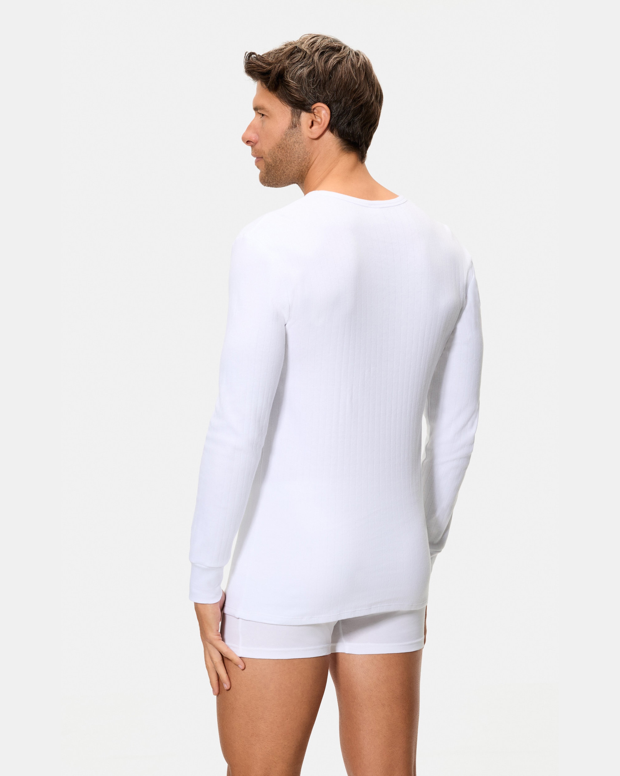 Pack de dos camisetas térmicas manga larga cuello redondo 100% algodón - Abanderado - Blanco Blanco-3