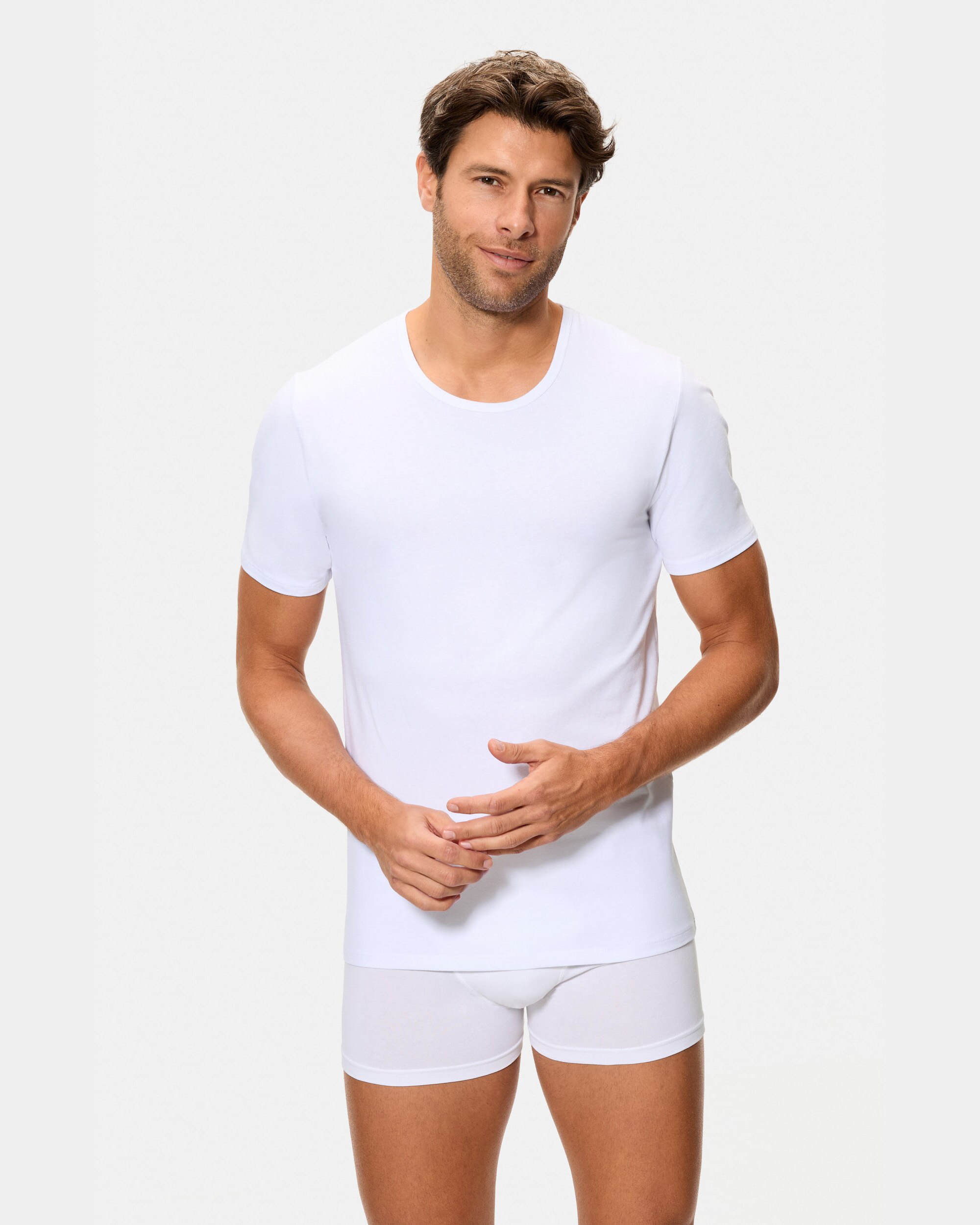 Camiseta interior termorreguladora manga corta cuello redondo - Abanderado - Blanco Blanco-3