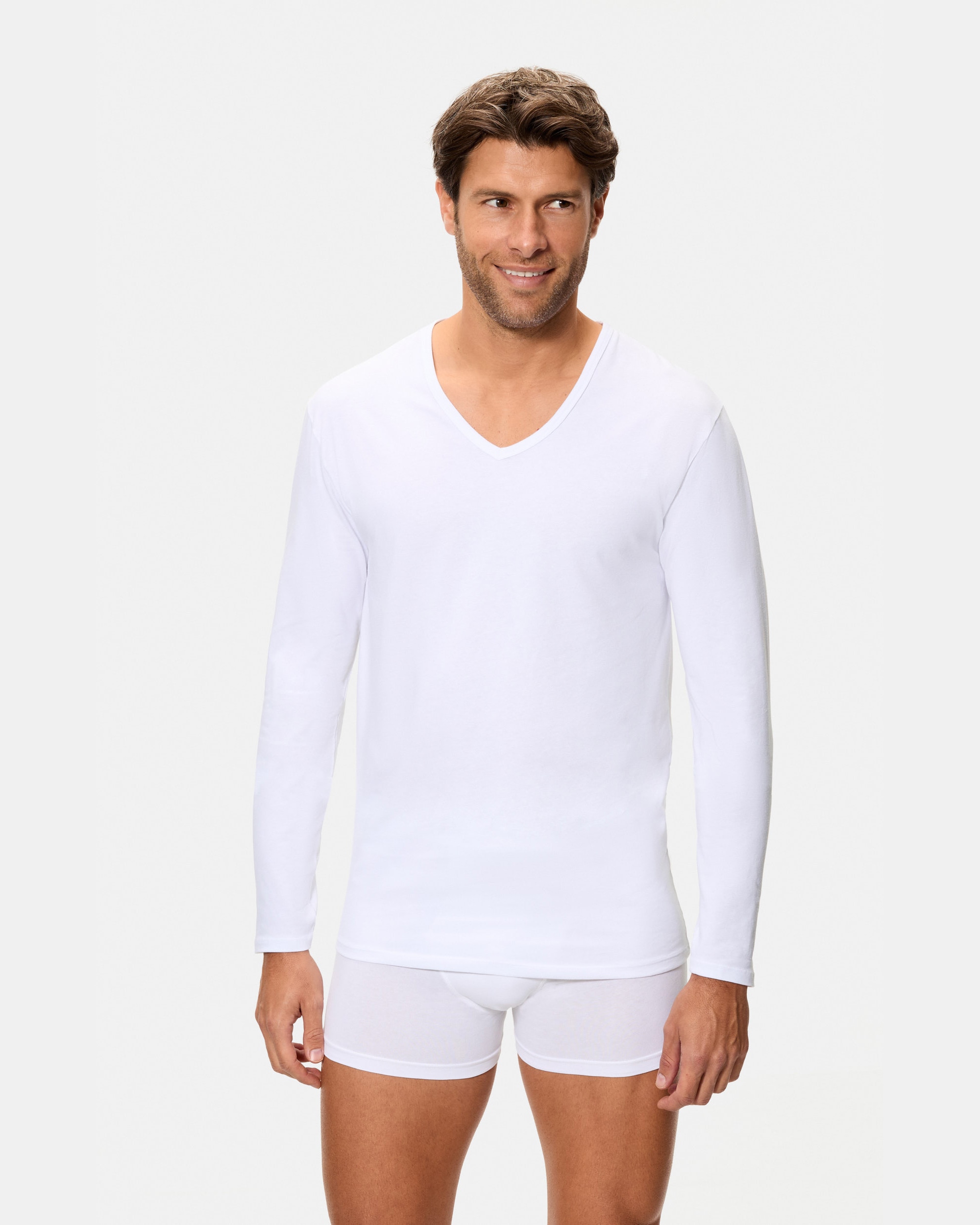 Camiseta interior termorreguladora manga larga cuello v - Abanderado - Blanco Blanco-3