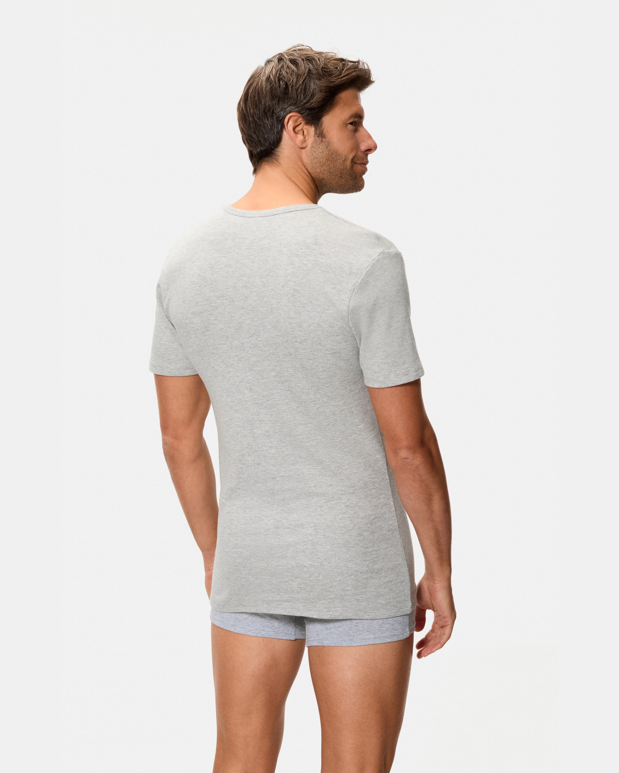 Camiseta térmica manga corta cuello redondo 100% algodón - Abanderado - Gris Gris-2