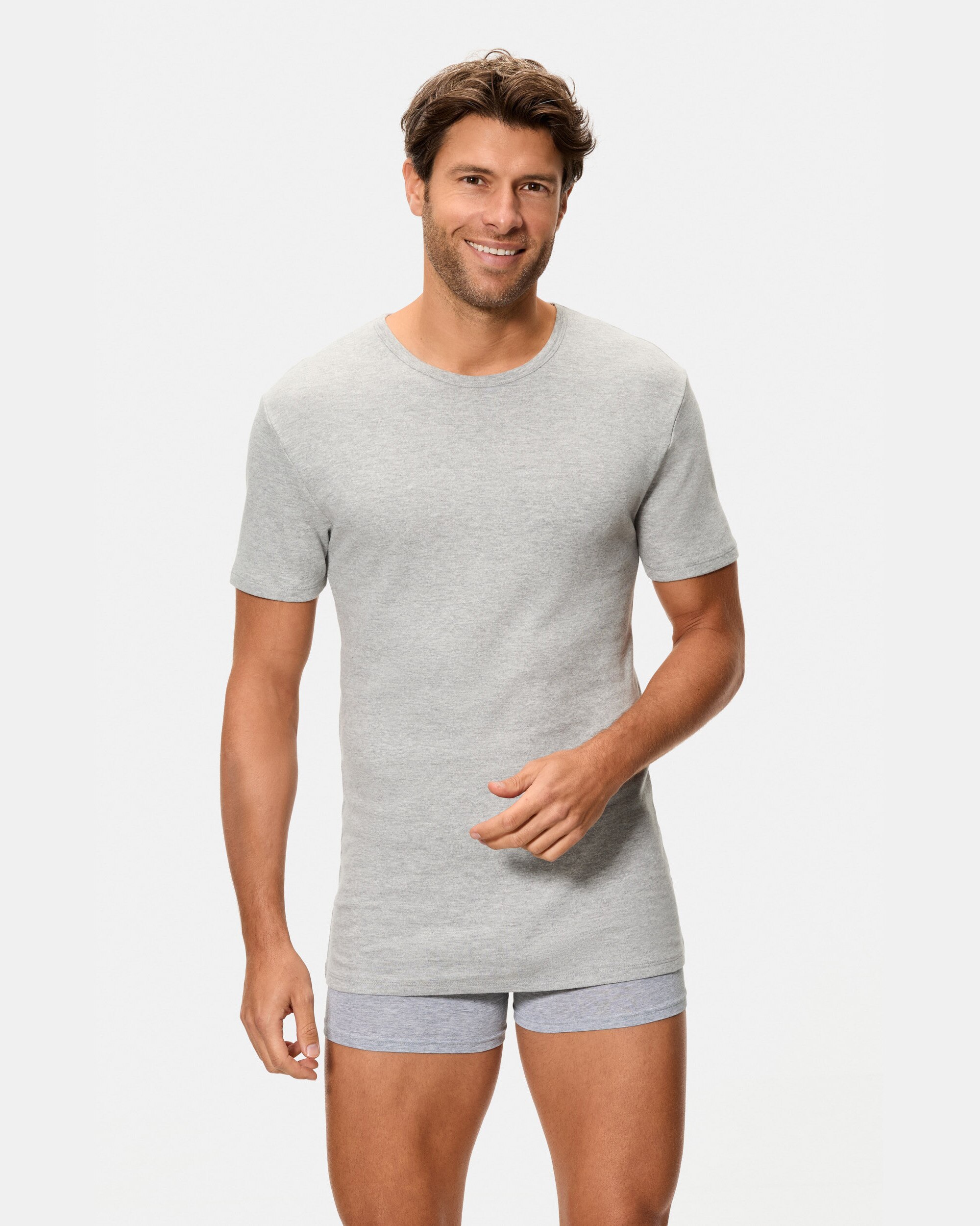 Camiseta térmica manga corta cuello redondo 100% algodón - Abanderado - Gris Gris-3