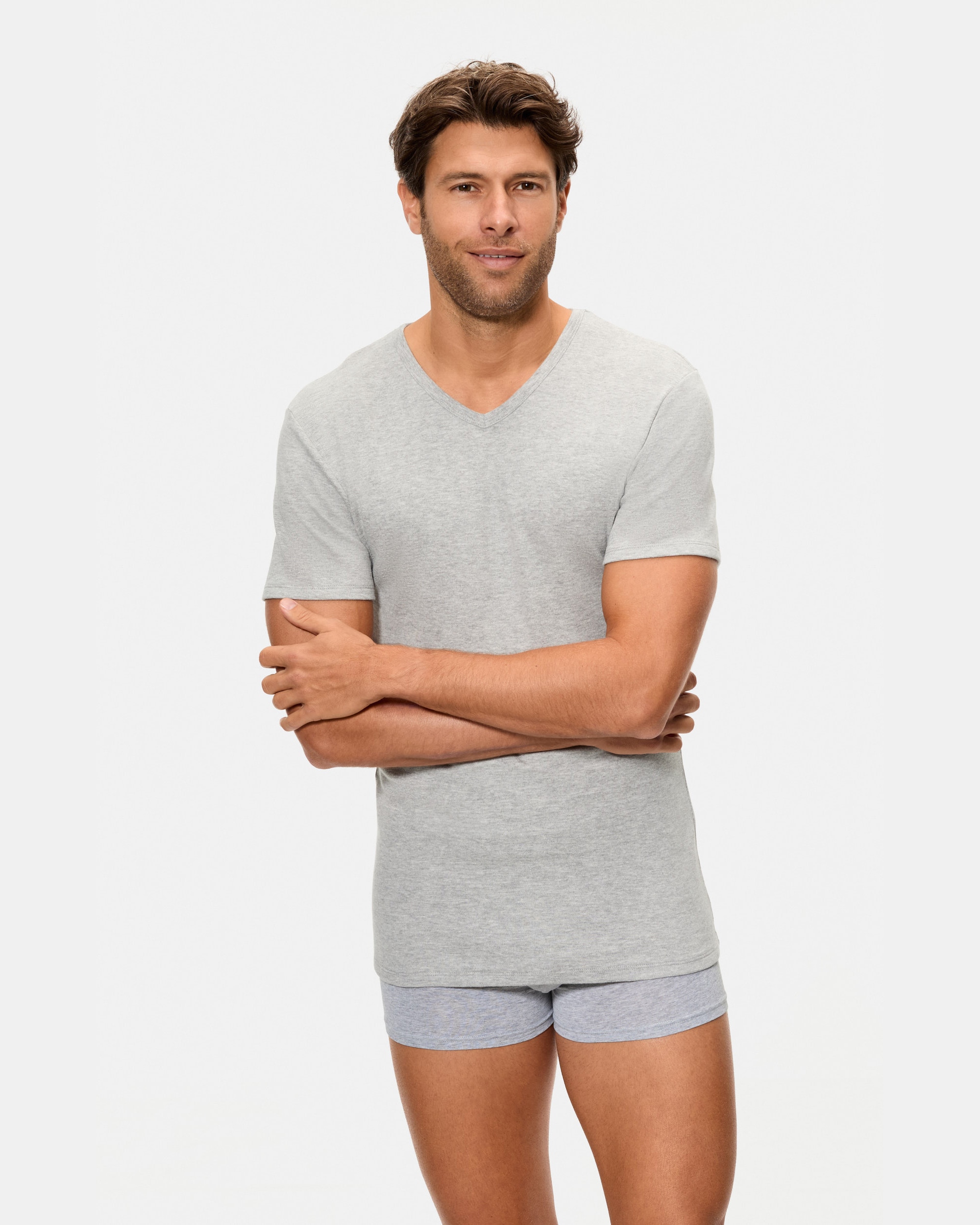 Camiseta térmica manga corta cuello v 100% algodón - Abanderado - Plata Plata-1