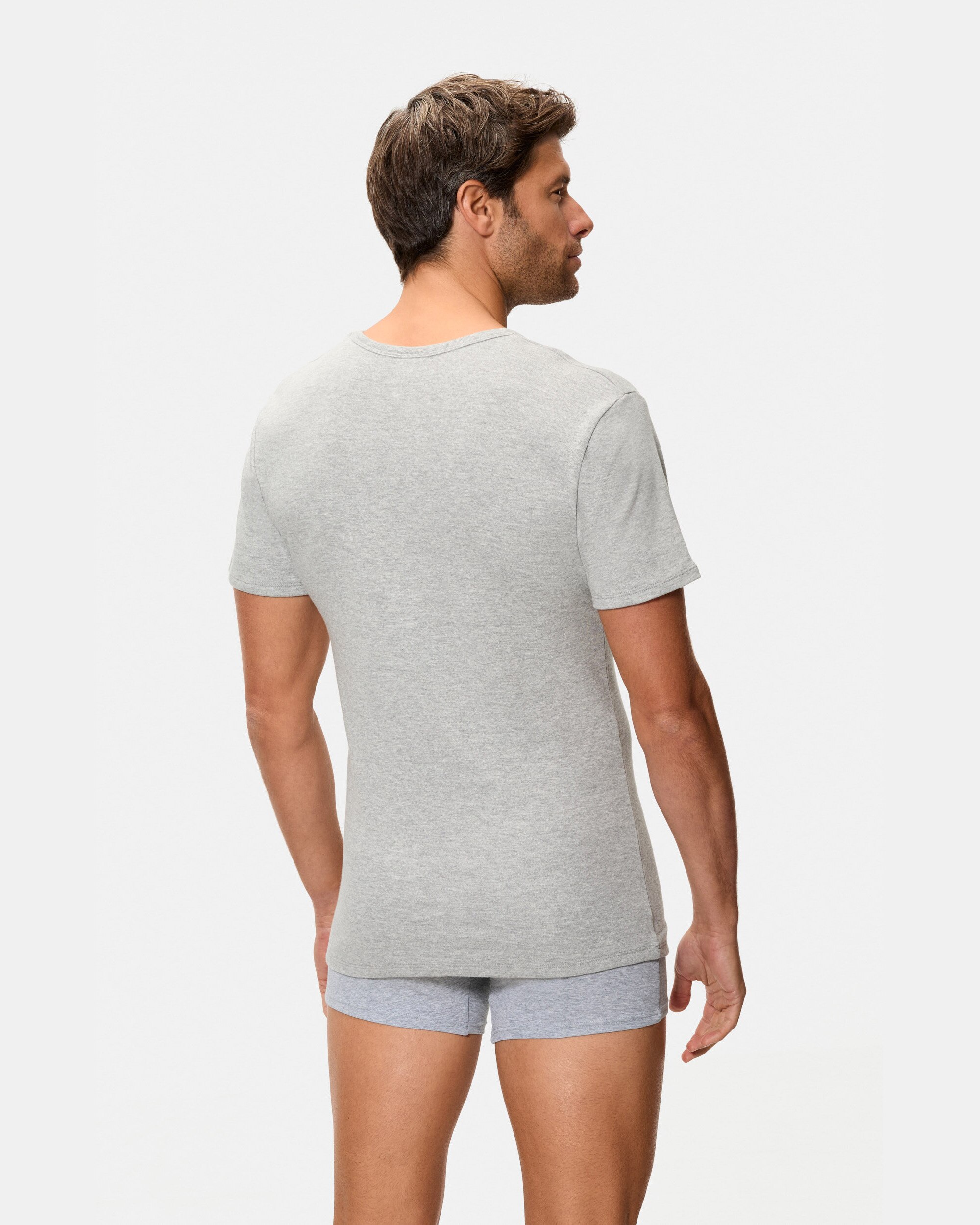 Camiseta térmica manga corta cuello v 100% algodón - Abanderado - Plata Plata-2