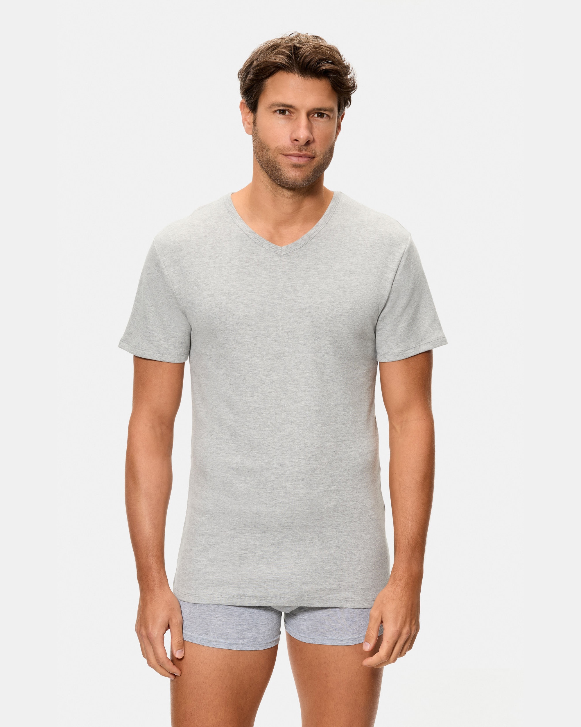 Camiseta térmica manga corta cuello v 100% algodón - Abanderado - Plata Plata-3