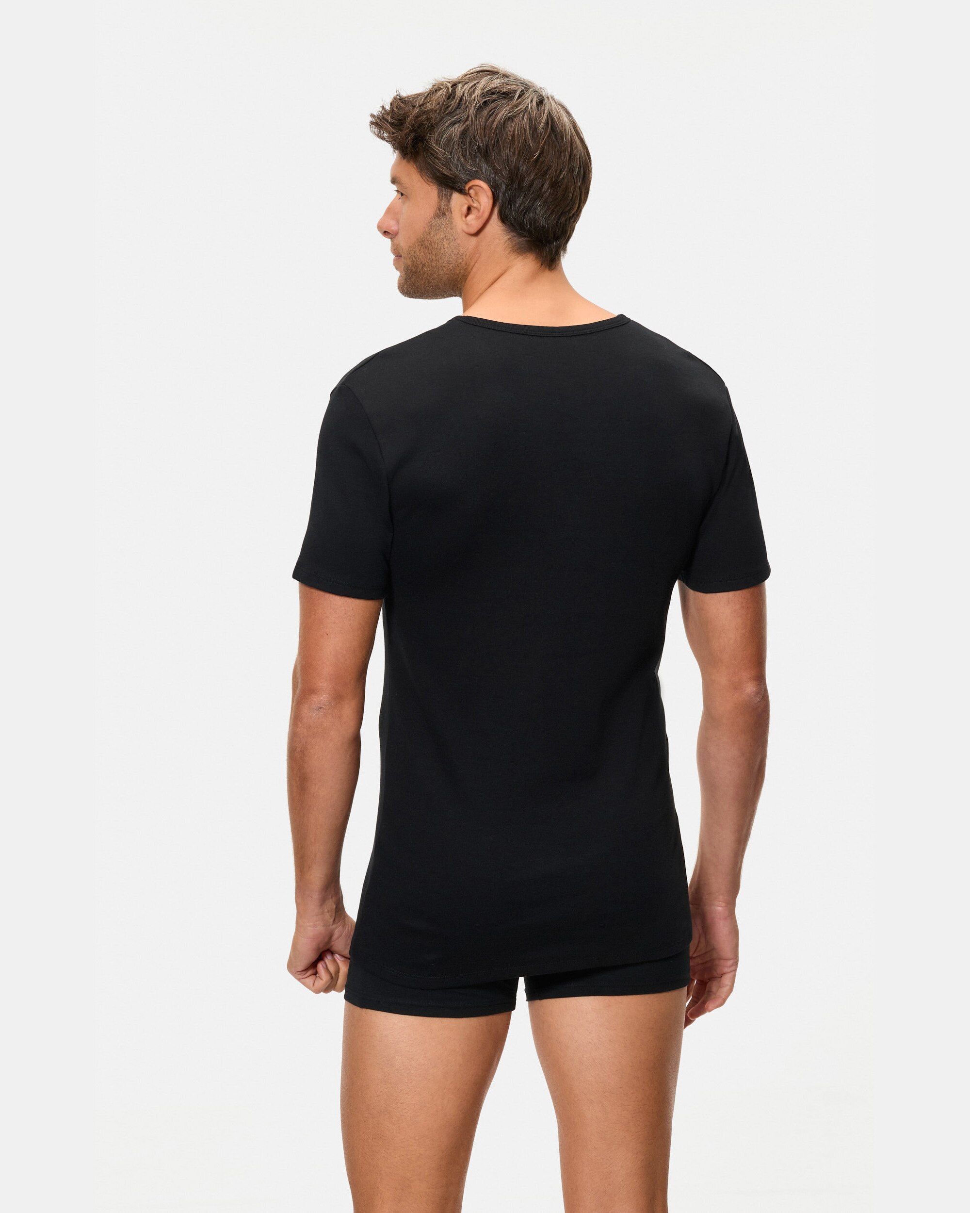 Camiseta térmica manga corta cuello v 100% algodón - Abanderado - Negro Negro-2