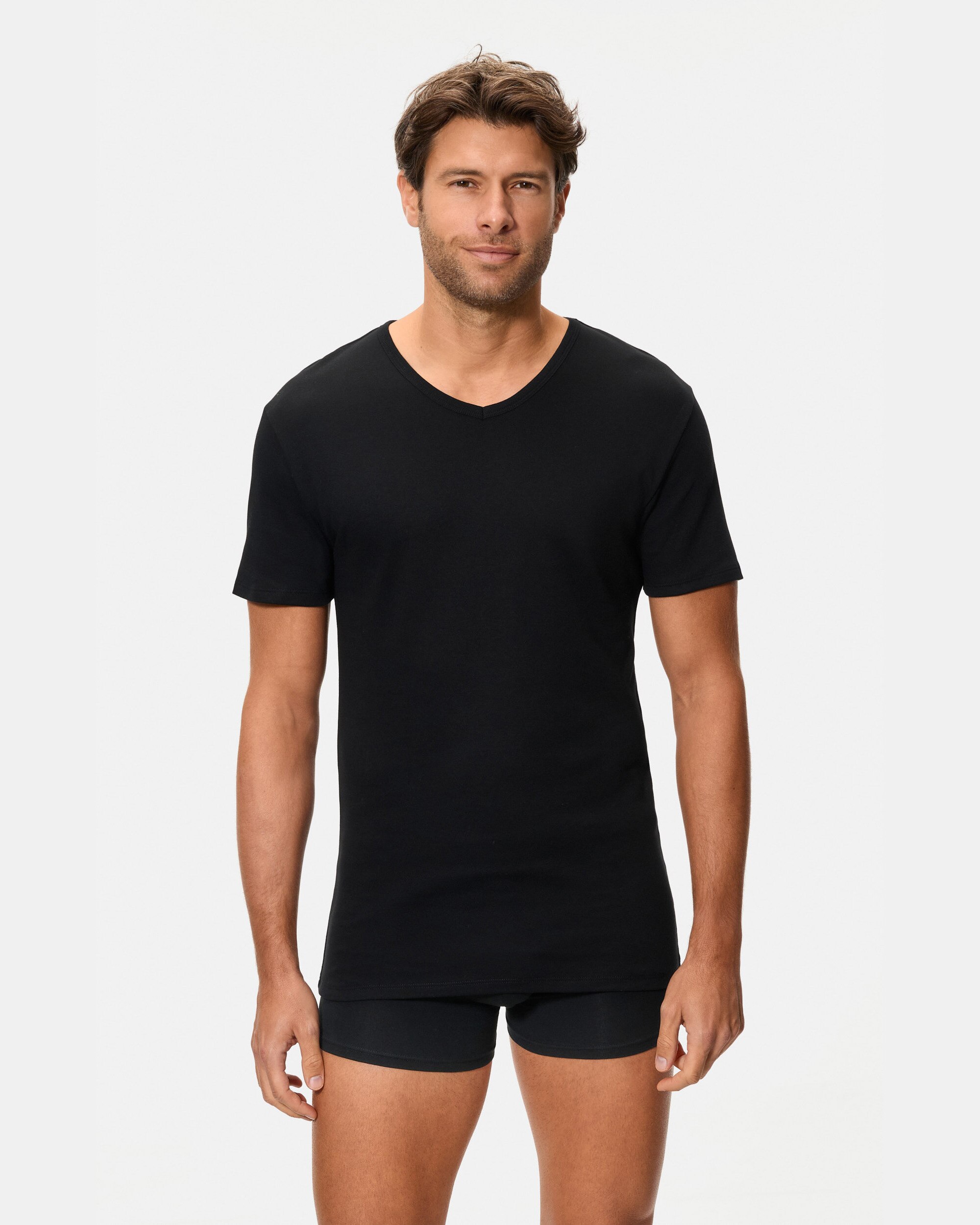 Camiseta térmica manga corta cuello v 100% algodón - Abanderado - Negro Negro-3
