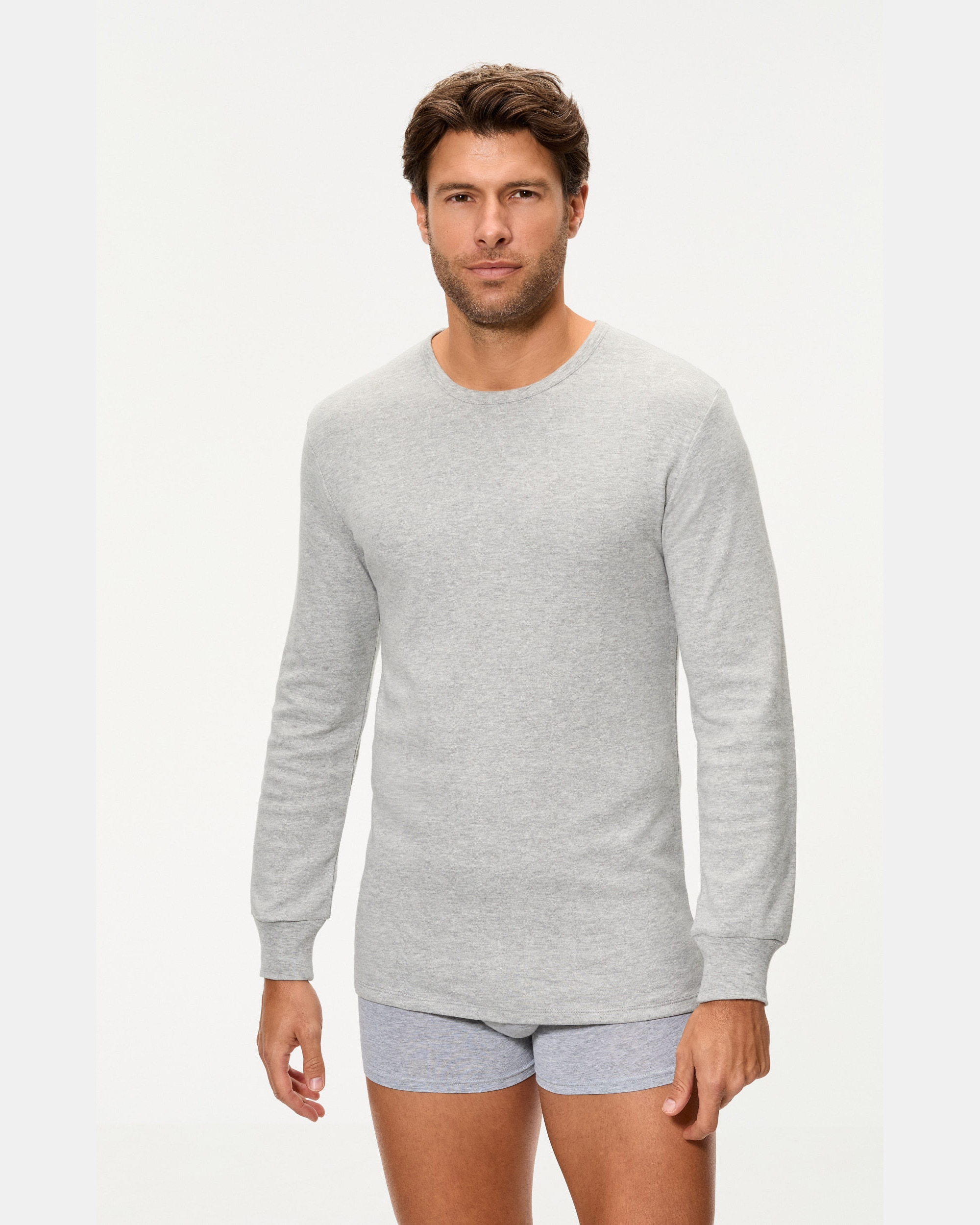 Camiseta térmica manga larga cuello redondo 100% algodón - Abanderado - Gris Gris-1