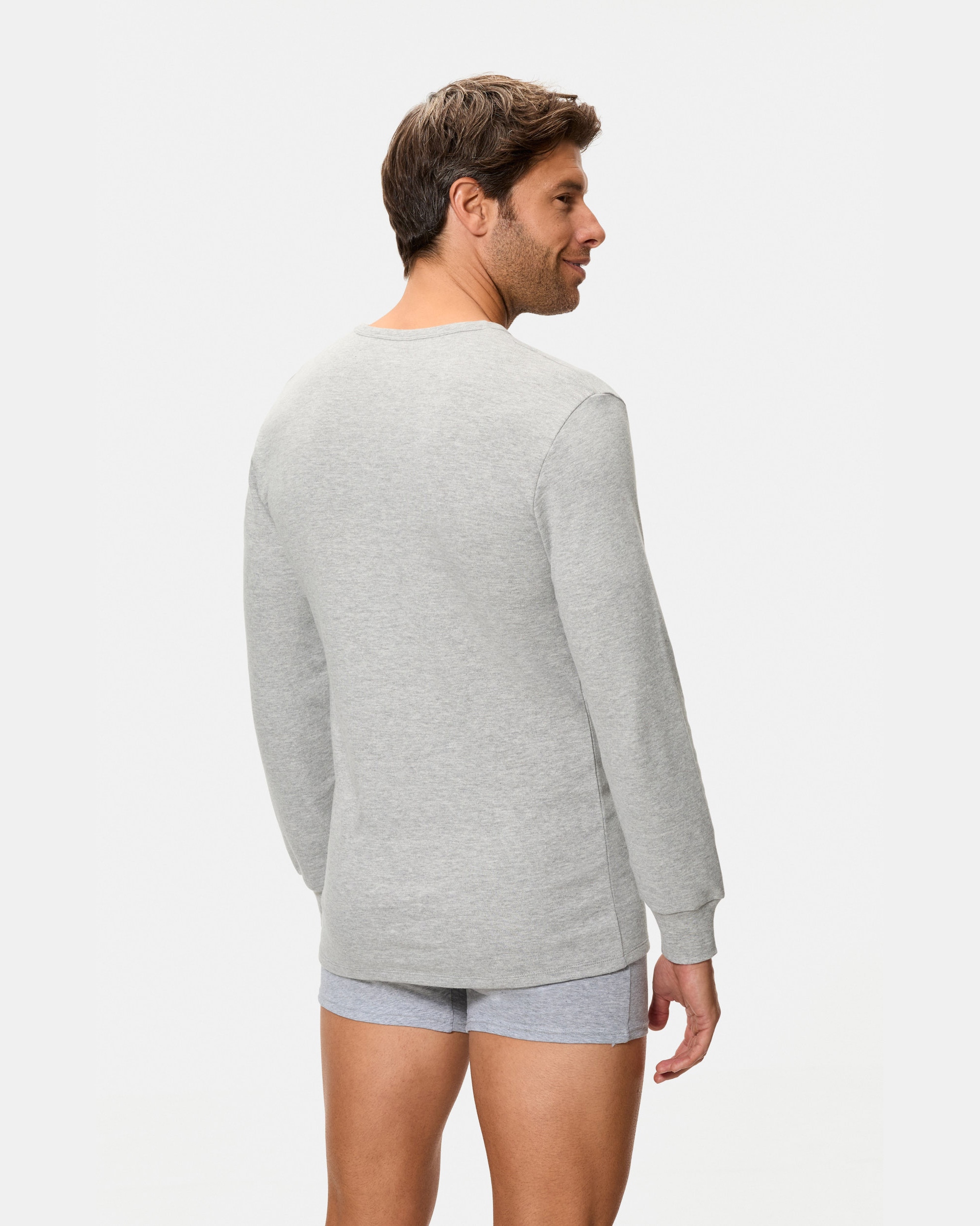 Camiseta térmica manga larga cuello redondo 100% algodón - Abanderado - Gris Gris-2