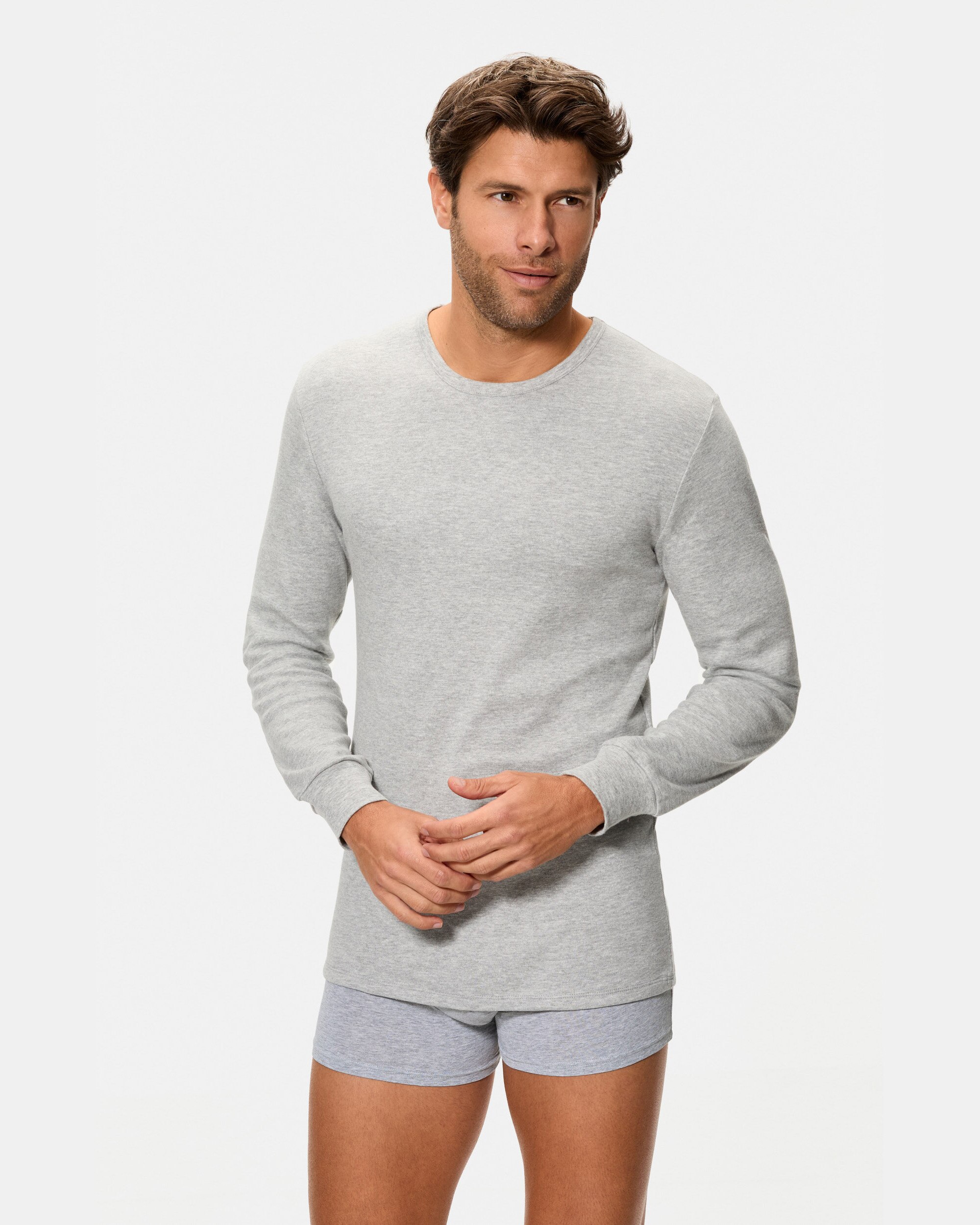 Camiseta térmica manga larga cuello redondo 100% algodón - Abanderado - Gris Gris-4