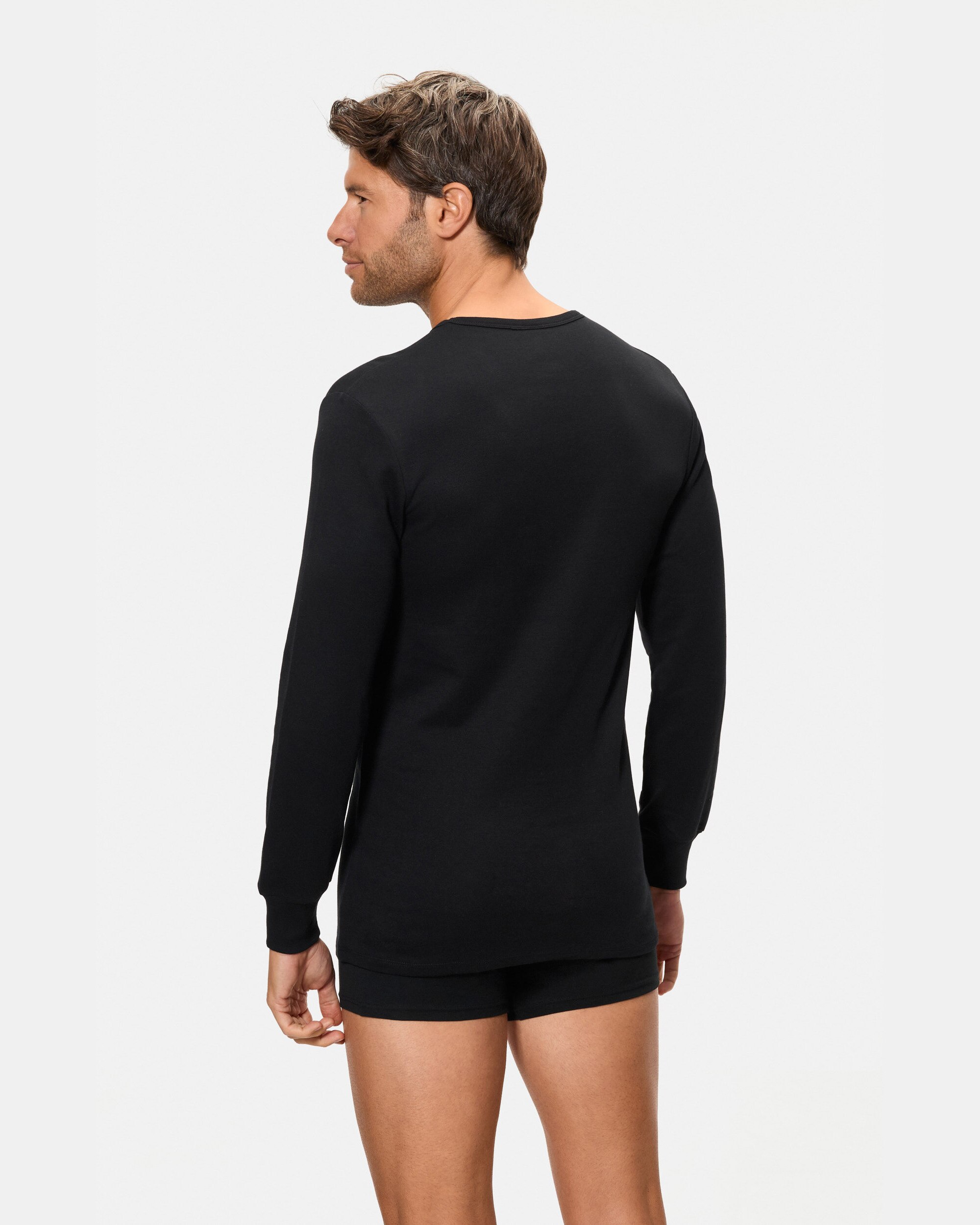 Camiseta térmica manga larga cuello redondo 100% algodón - Abanderado - Negro Negro-2