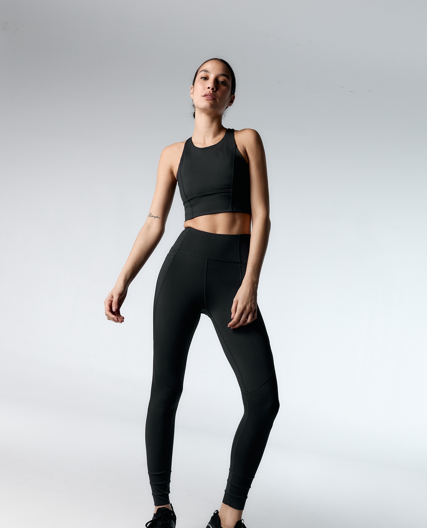 Legging deportivo de mujer recortable y compresivo - Black Limba - Negro Negro-4
