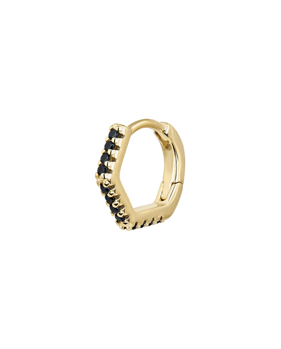 Piercing de aro Mishell de plata bañado en oro 18k Negro-1