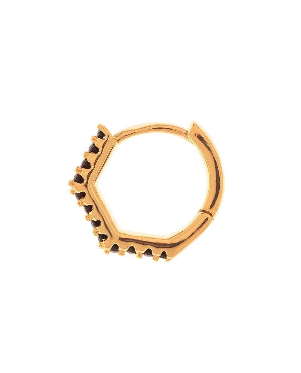 Piercing de aro Mishell de plata bañado en oro 18k Negro-3