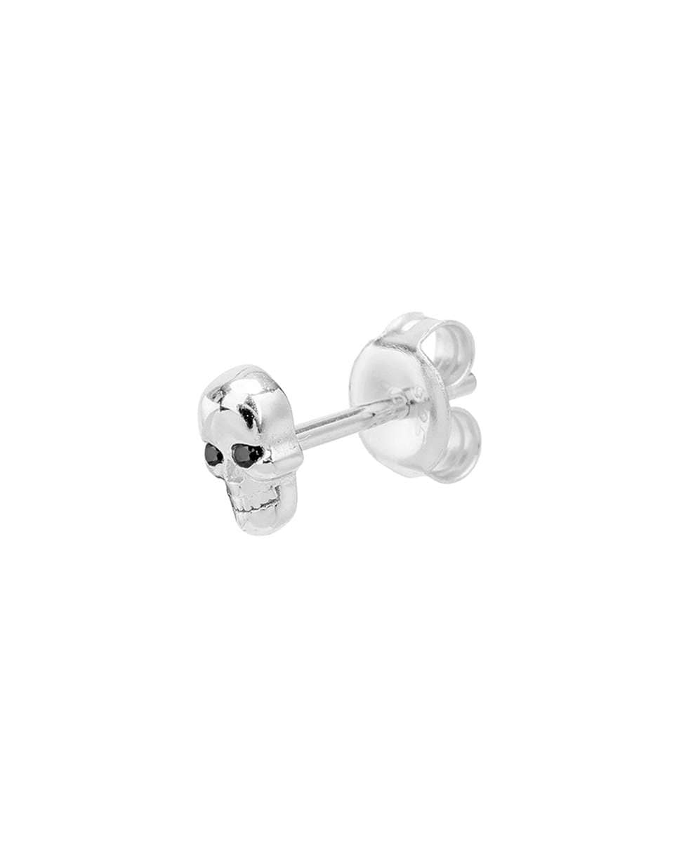 Piercing Calavera de plata bañado en rodio Negro-2