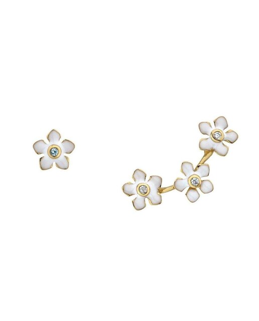 Imagen 0 de Pendientes asimétricos Lilium de plata bañados en oro 18k
