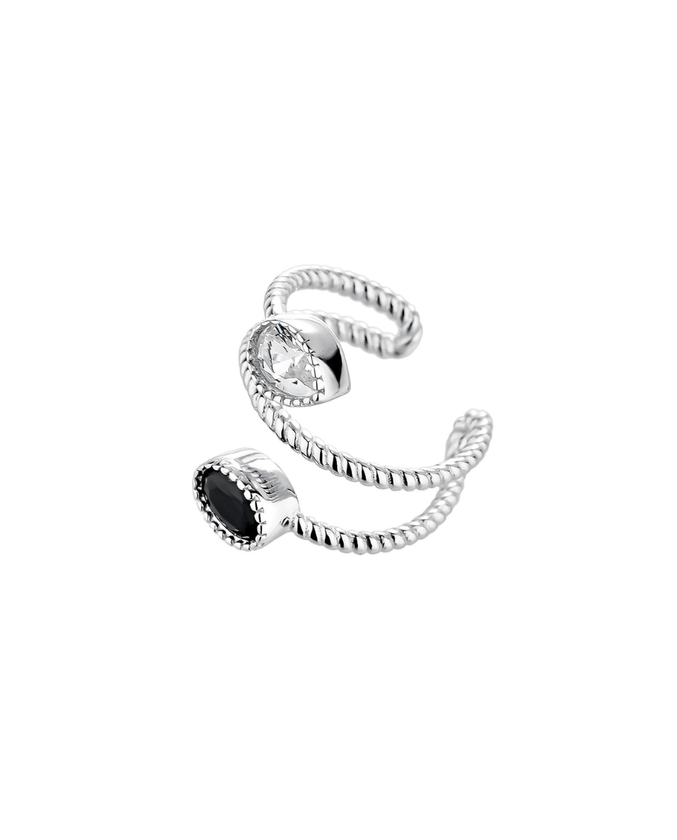 Pendiente earcuff Catarsis Black Poliform de plata bañado en rodio Blanco-3
