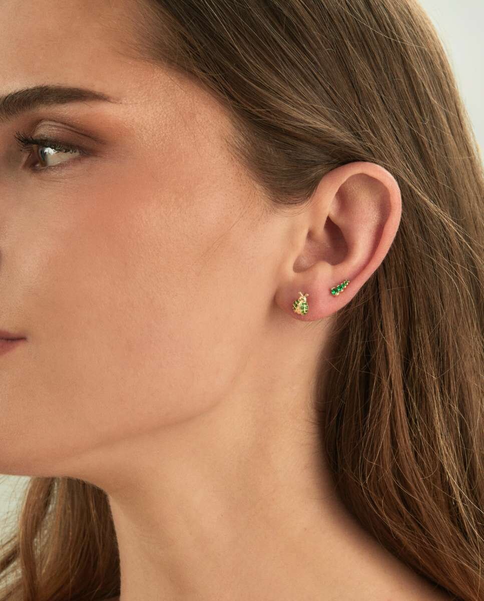 Piercing Coccinelle de plata bañado en oro 18k Verde-3