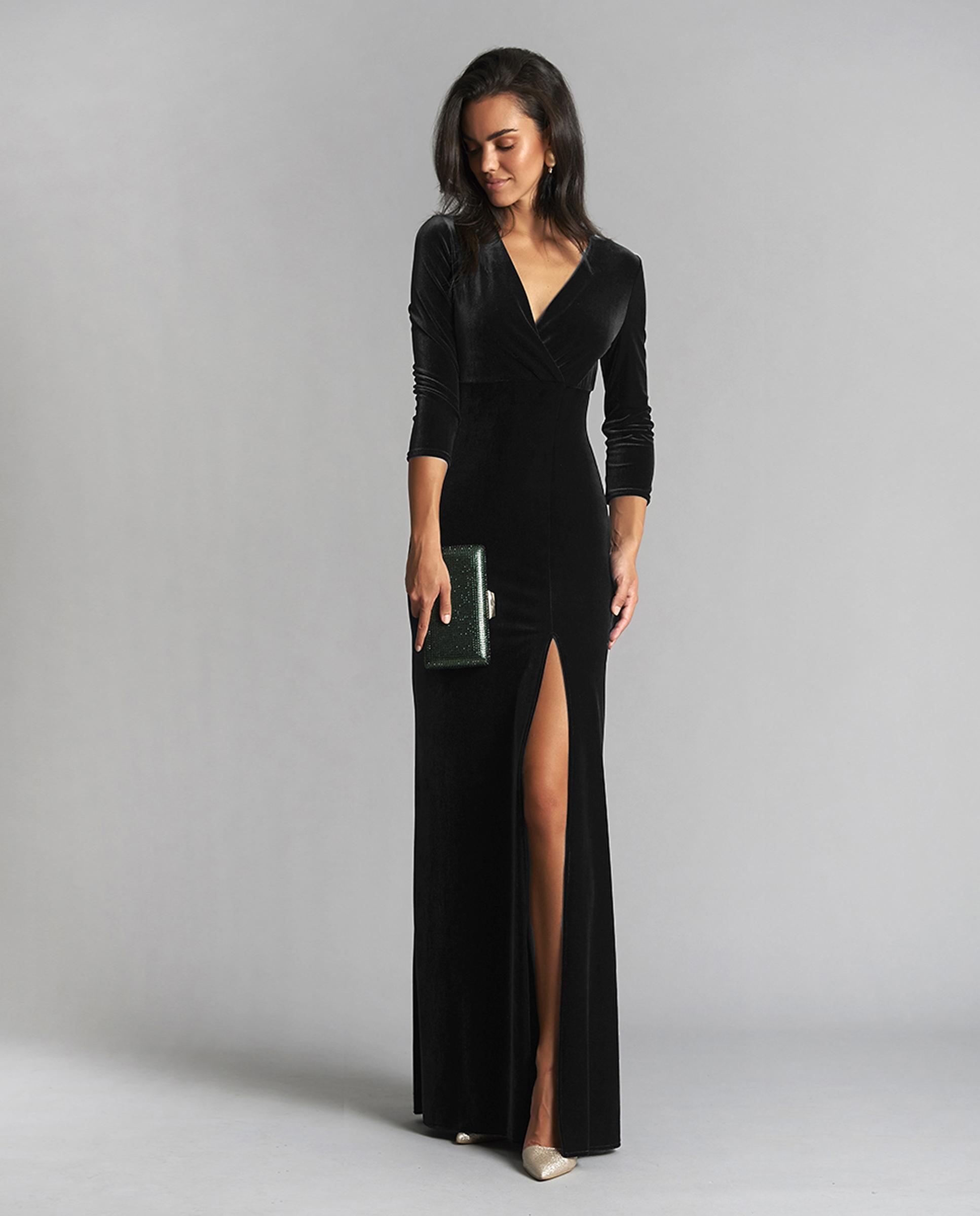 Vestido de mujer largo con escote de pico - Veneno en la piel - Negro Negro-1