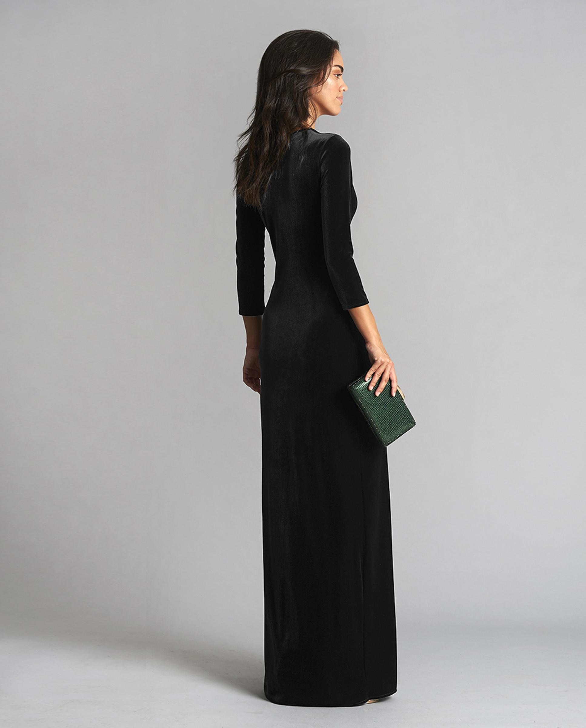 Vestido de mujer largo con escote de pico - Veneno en la piel - Negro Negro-2