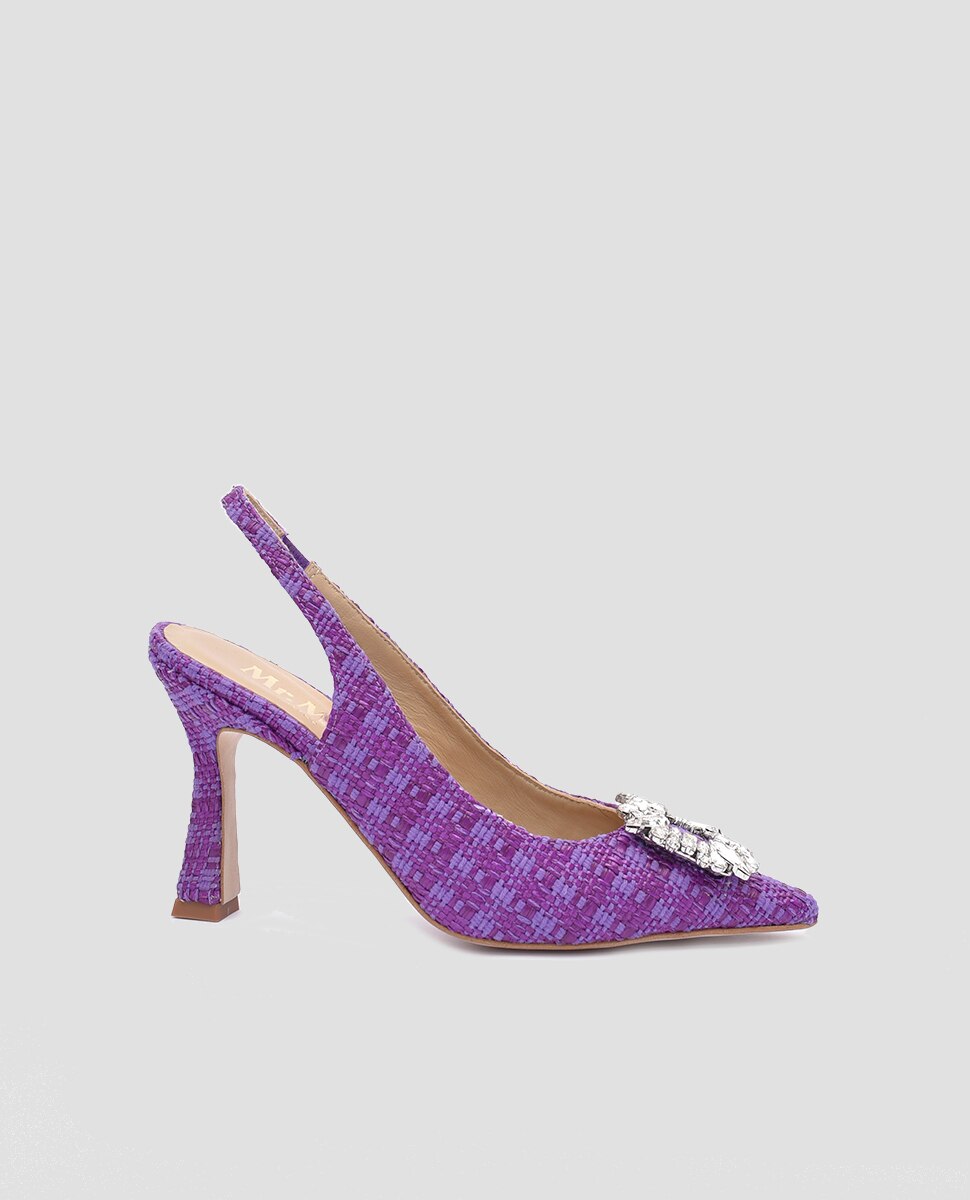 Zapatos de sal n de mujer destalonados en piel de color morado