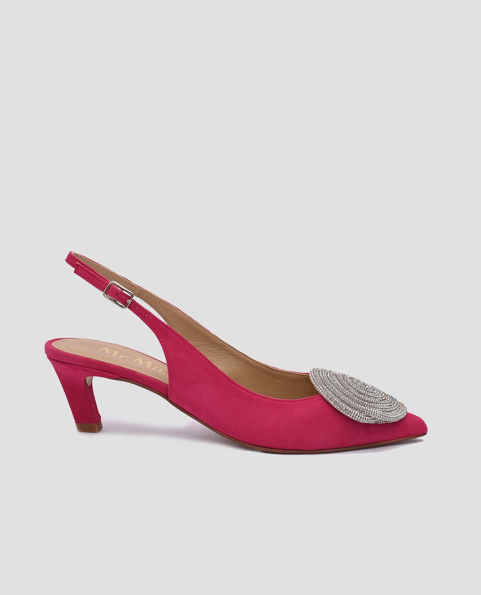 Zapatos de sal n de mujer destalonados en piel de color fucsia