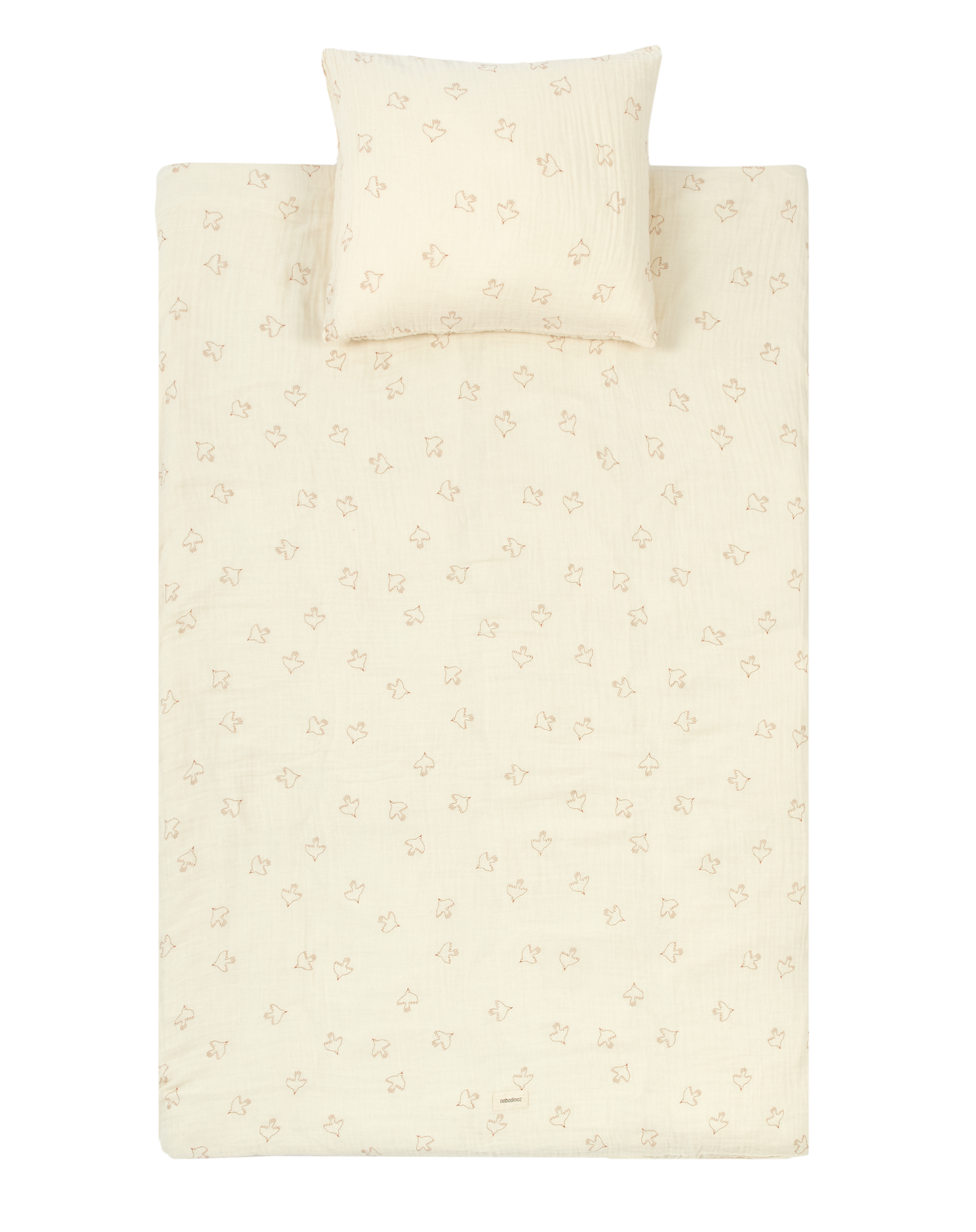 Juego funda nórdica infantil de doble gasa de algodón lavado Nobodinoz Wabi-Sabi - Marrón claro Marrón claro-4