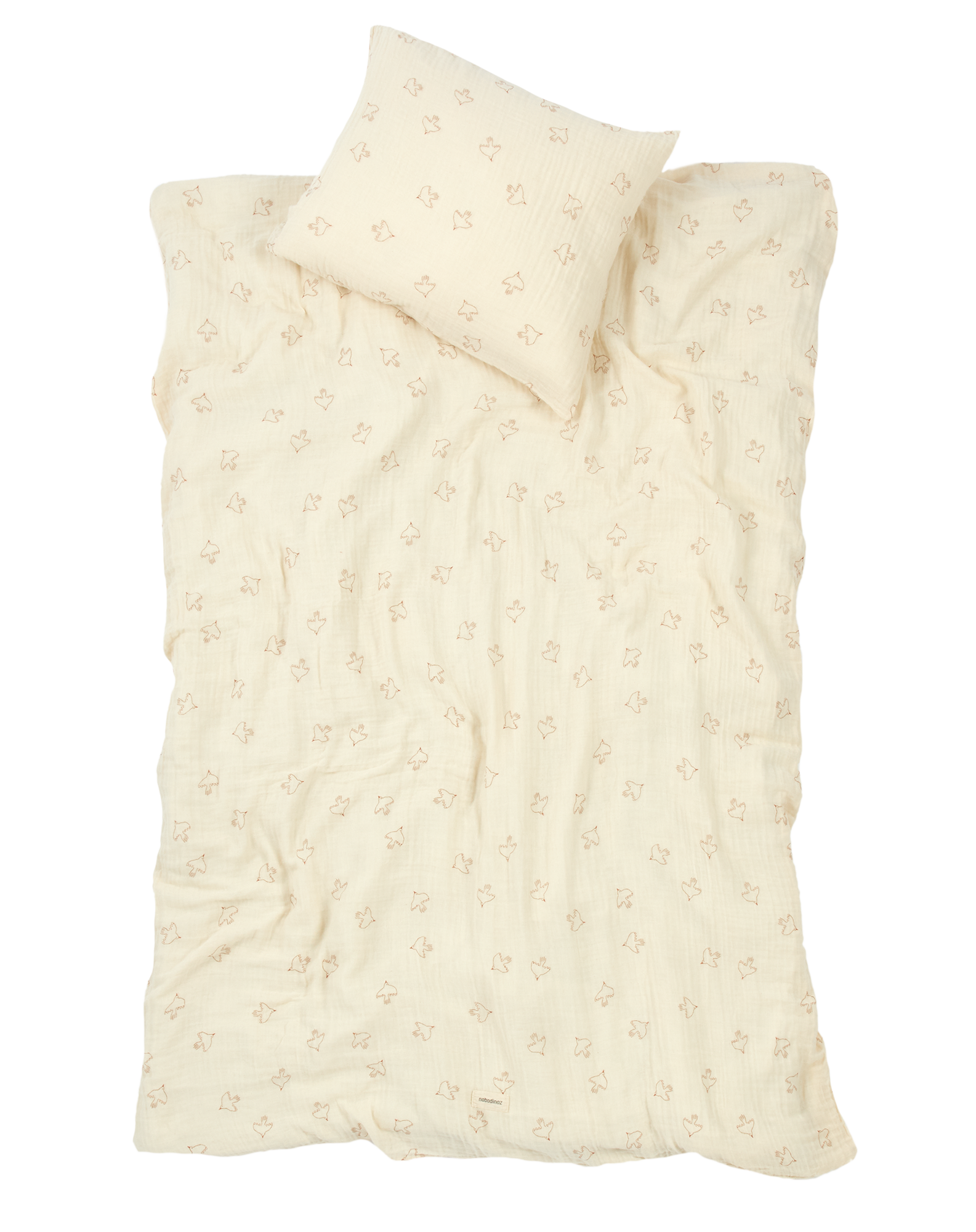 Juego funda nórdica infantil de doble gasa de algodón lavado Nobodinoz Wabi-Sabi - Marrón claro Marrón claro-5
