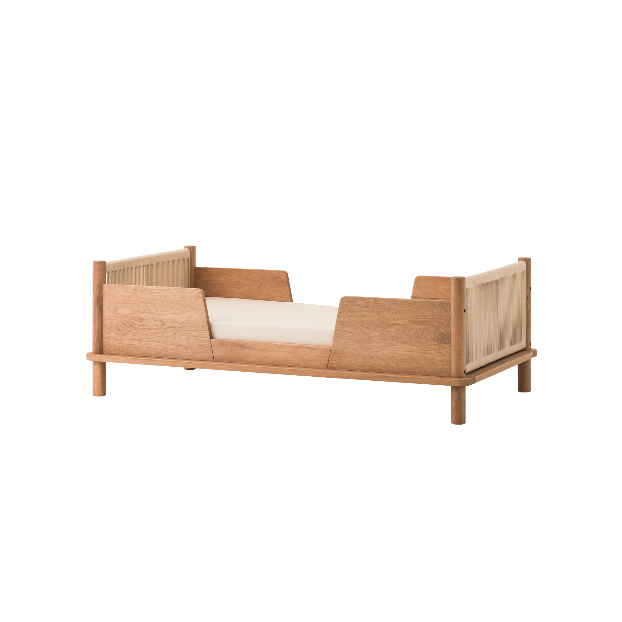 Conjunto de cama junior de roble macizo + 2 barreras de seguridad Nobodinoz Latitude Natural-1