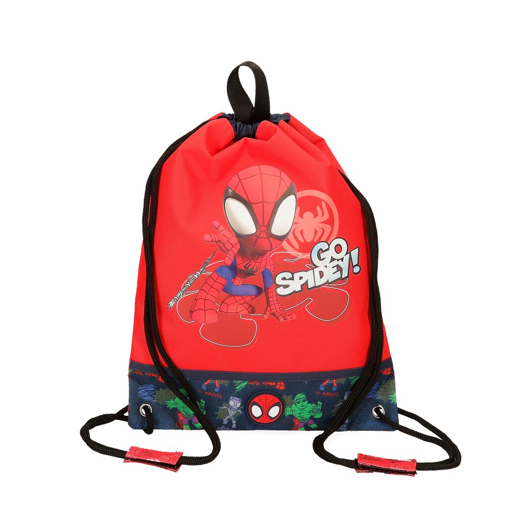 Lancheira Marvel Go spidey rojo 27 x 34 mochila saco 27x34 cms bolsa de merienda