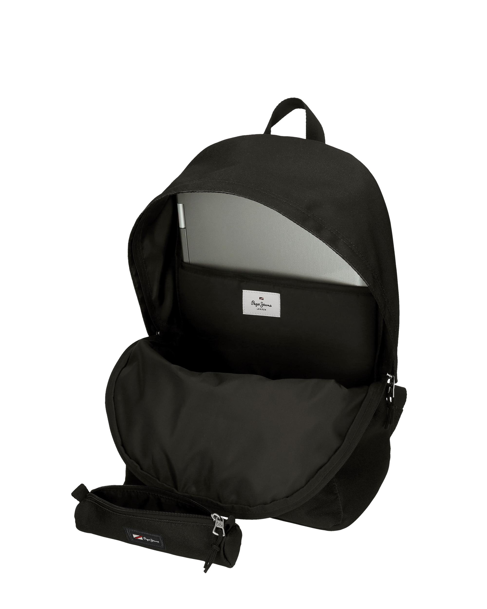 Mochila Porta ordenador + Estuche Escolar Pepe Jeans Aris negro Negro-5
